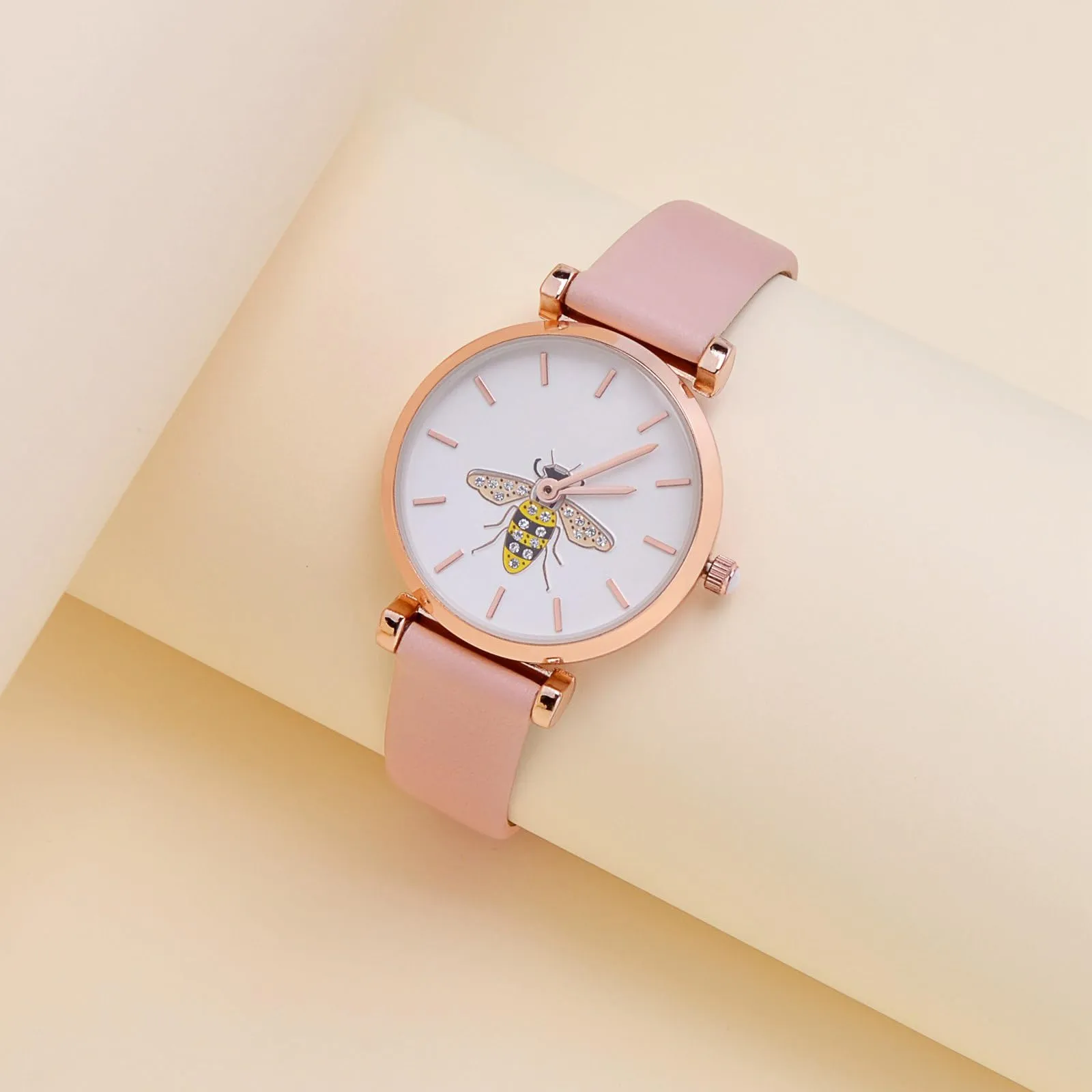WOCCI Cinturino per Orologio in Pelle 22mm - Rosa Claro con Fibbia Oro Rosa - immagine 2