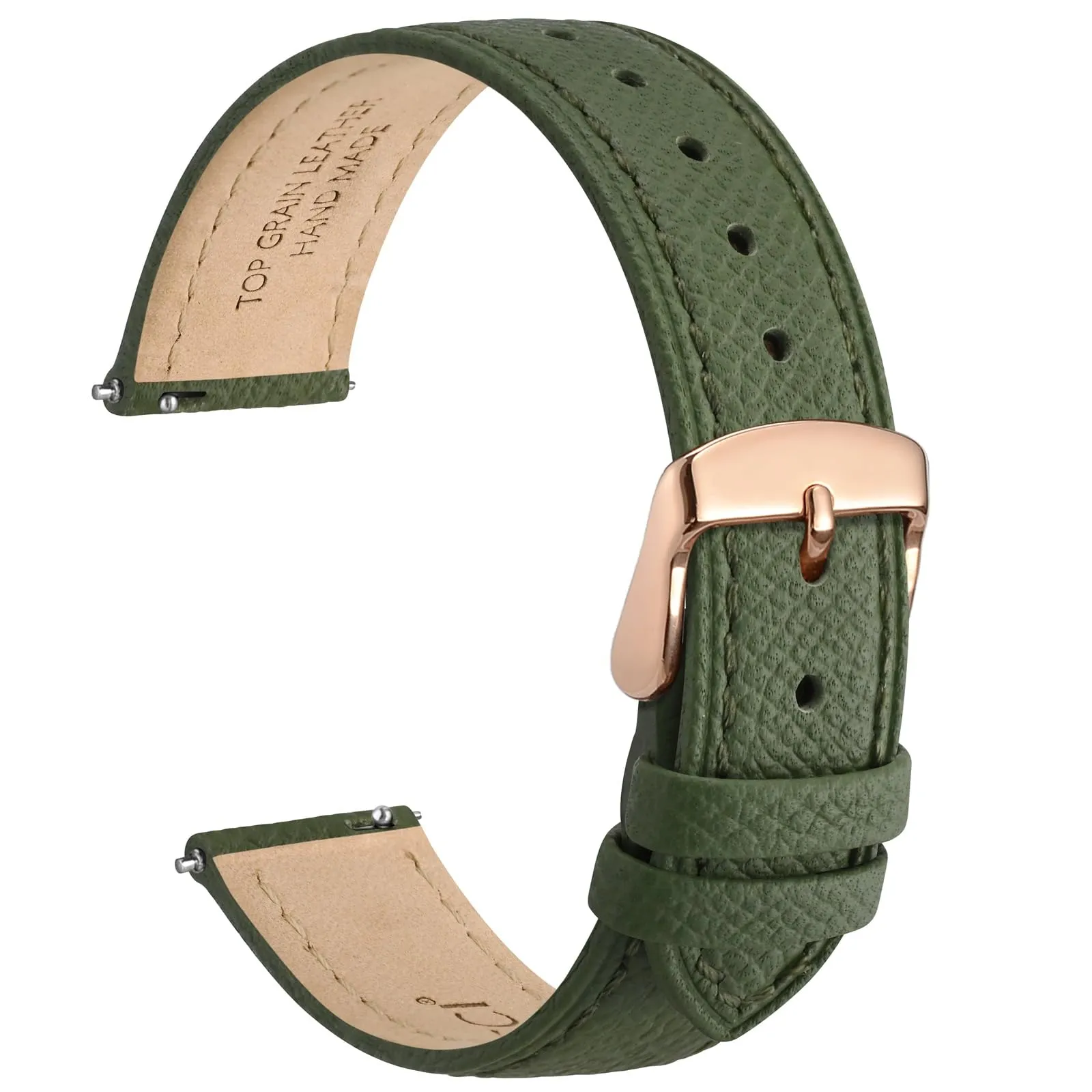 WOCCI Grace Cinturino per Orologio da Donna 14mm in Pelle Grana Superiore, Sgancio Rapido, Fibbia Oro Rosa (Reseda Verde) - immagine 1