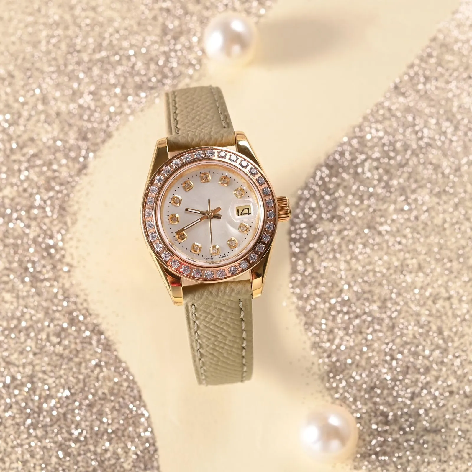 WOCCI Grace Cinturino per Orologio da Donna 15mm, Pelle Grana Superiore, Sgancio Rapido, Fibbia Argento (Tè) - immagine 8