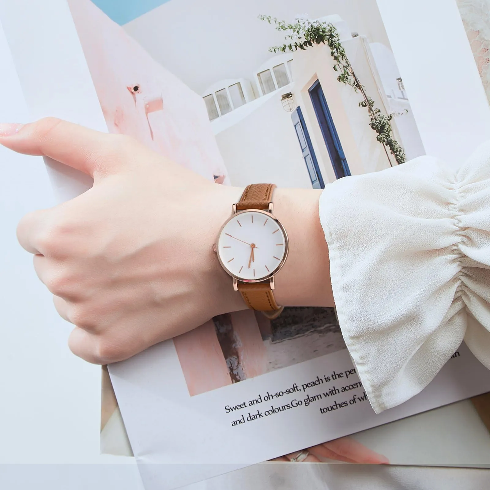 WOCCI Grace Cinturino per Orologio da Donna in Pelle 13mm, Sgancio Rapido, Fibbia Oro (Marrone) - immagine 6