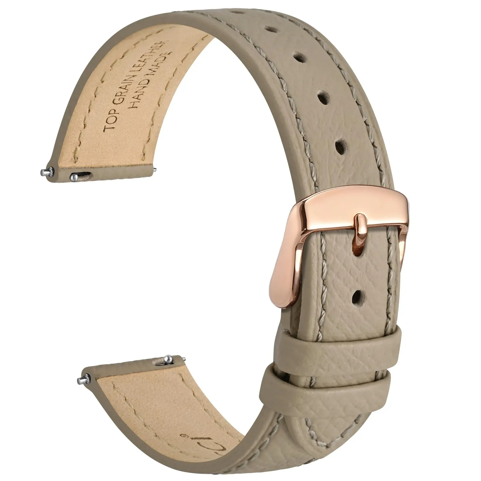 WOCCI Grace Cinturino per Orologio da Donna 13mm, Pelle Grana Superiore, Sgancio Rapido, Fibbia Oro Rosa, Tè - immagine 1