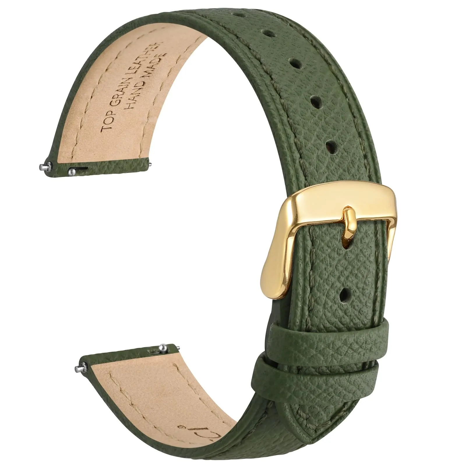 WOCCI Grace Cinturino per Orologio da Donna 14mm, Pelle Grana Superiore, Sgancio Rapido, Fibbia Oro, Reseda Verde - immagine 1