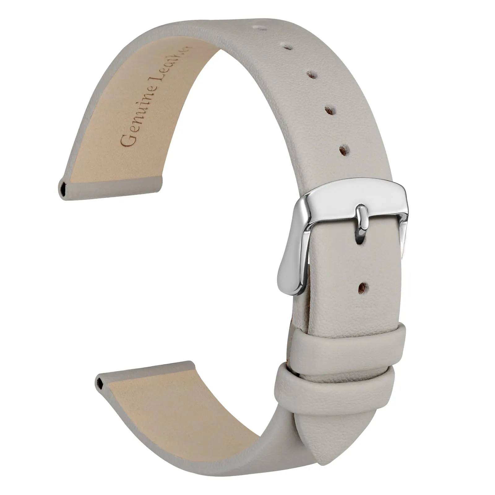 WOCCI Cinturino per Orologio in Pelle 16mm Grigio con Fibbia Argento - immagine 1
