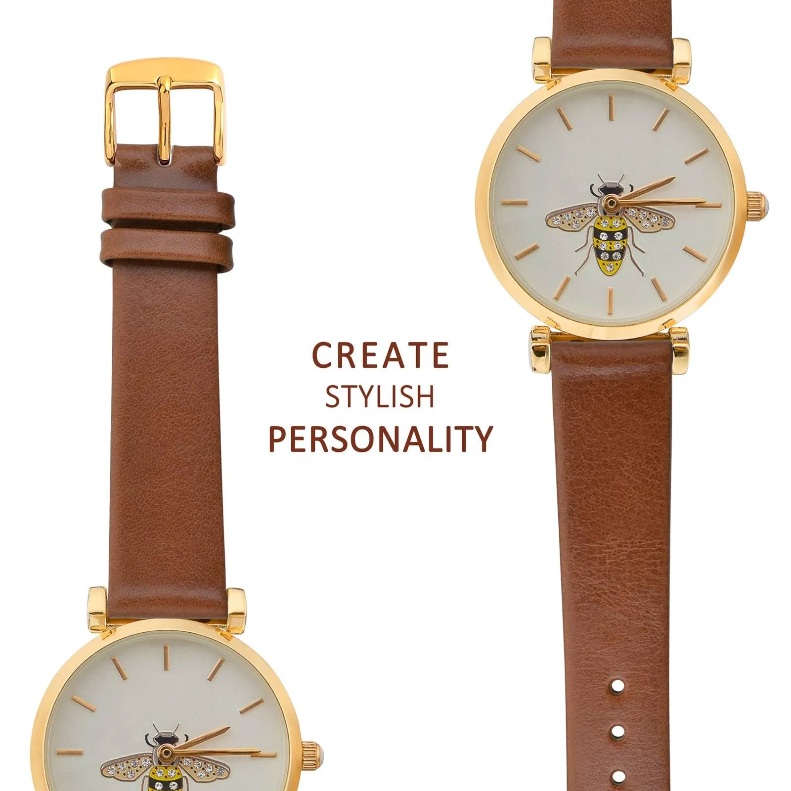 WOCCI Cinturino per Orologio in Pelle 8mm con Fibbia Oro, Terracotta Marrone - immagine 8