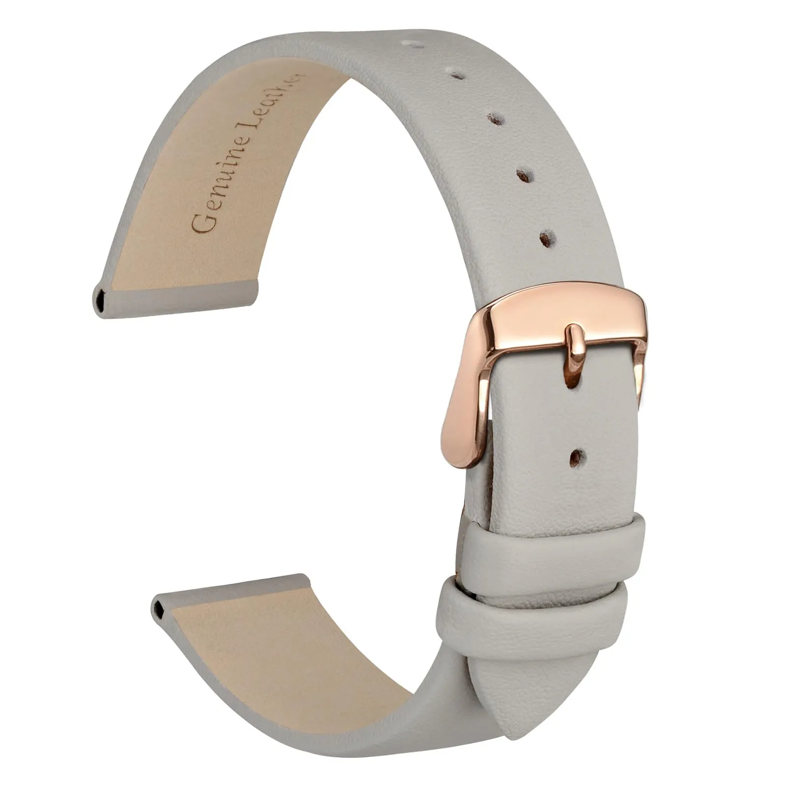 WOCCI Cinturino per Orologio in Pelle 22mm Grigio con Fibbia Oro Rosa - immagine 1
