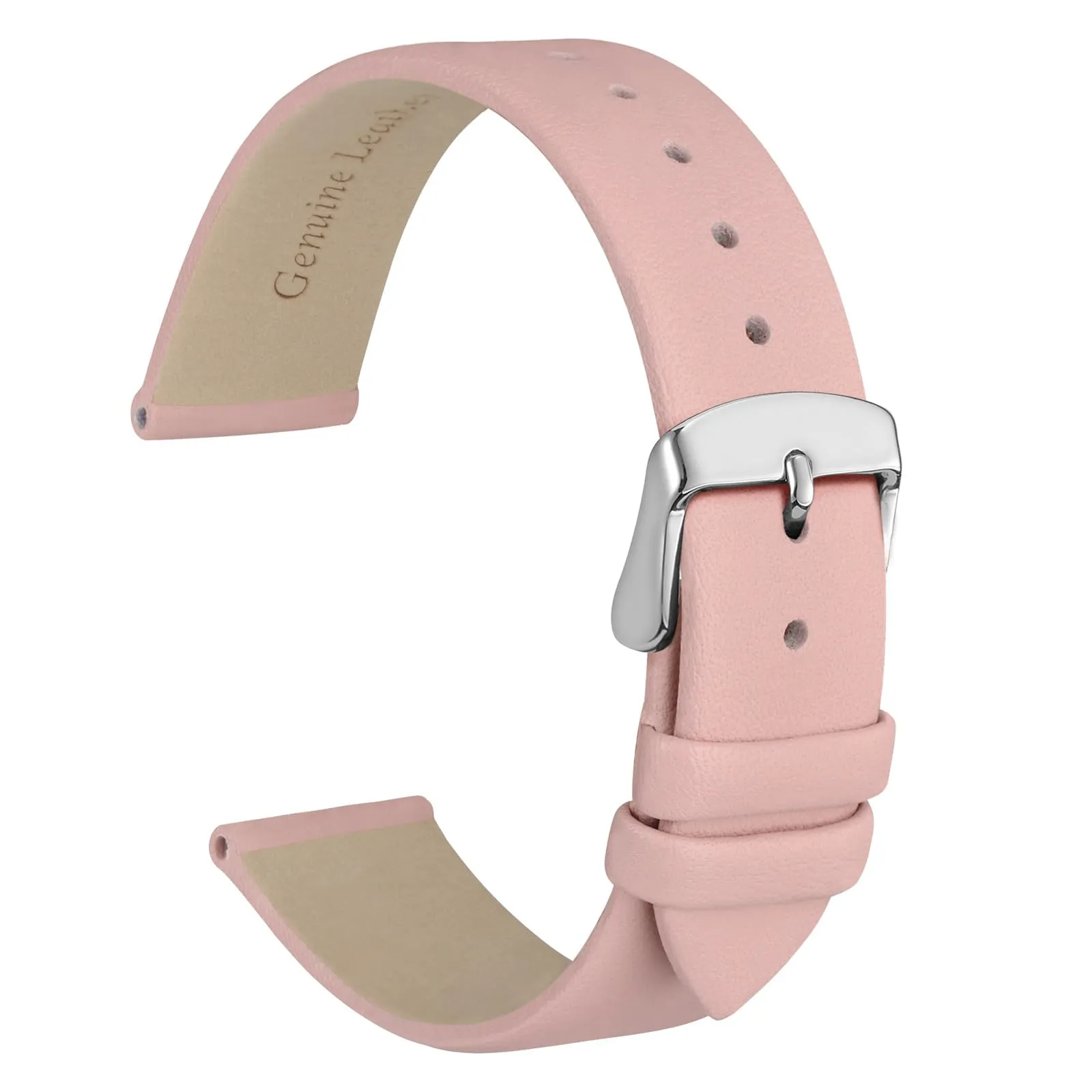 WOCCI Cinturino per Orologio in Pelle 22mm - Rosa Claro con Fibbia Argento - immagine 1