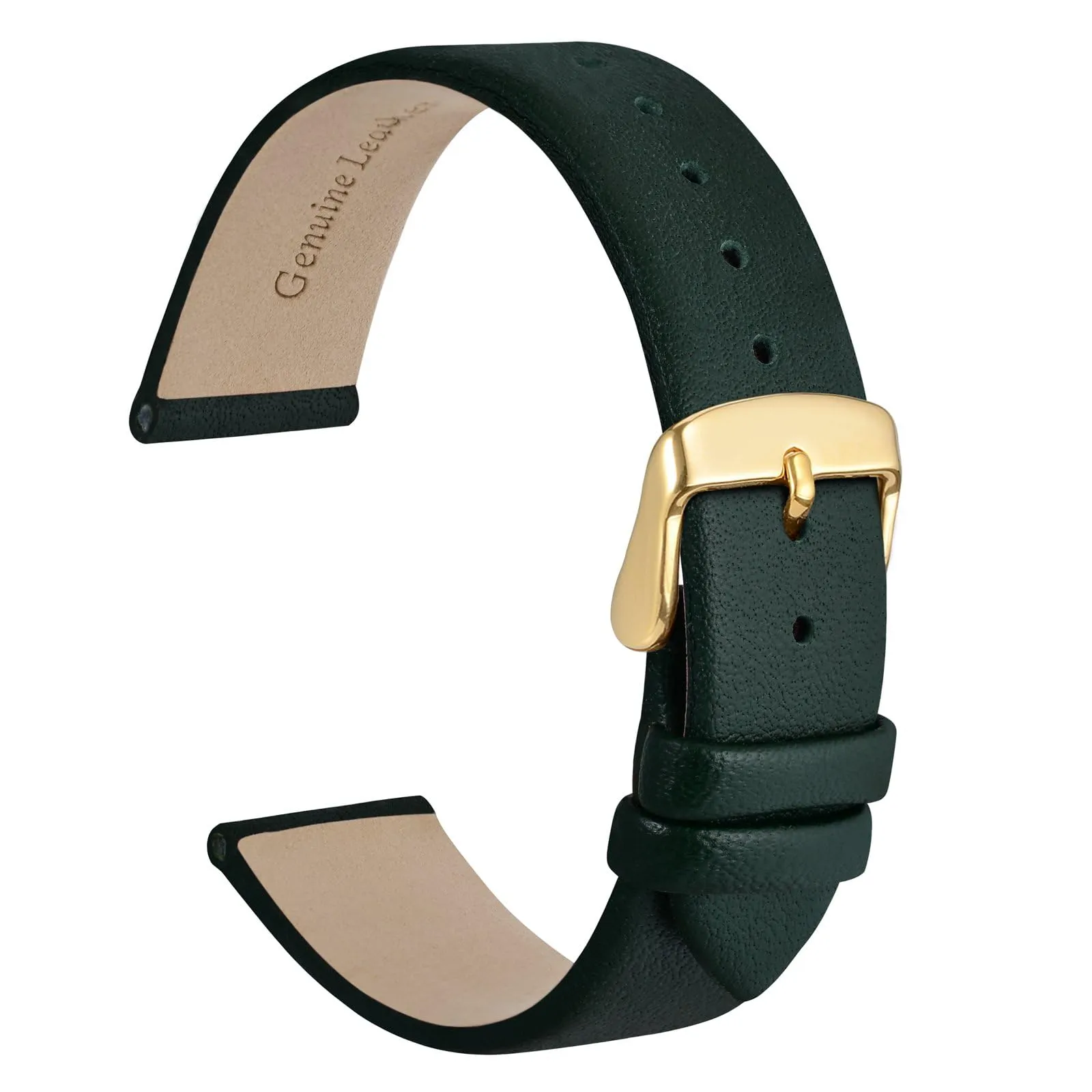 WOCCI Cinturino per Orologio in Pelle 16mm con Fibbia Oro, Verde Scuro - immagine 1