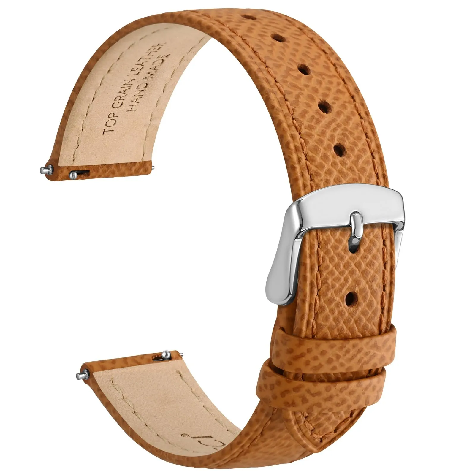 WOCCI Grace Cinturino per Orologio da Donna, 18mm, Pelle Grana Superiore, Sgancio Rapido, Fibbia Argento (Albicocca Tan) - immagine 1