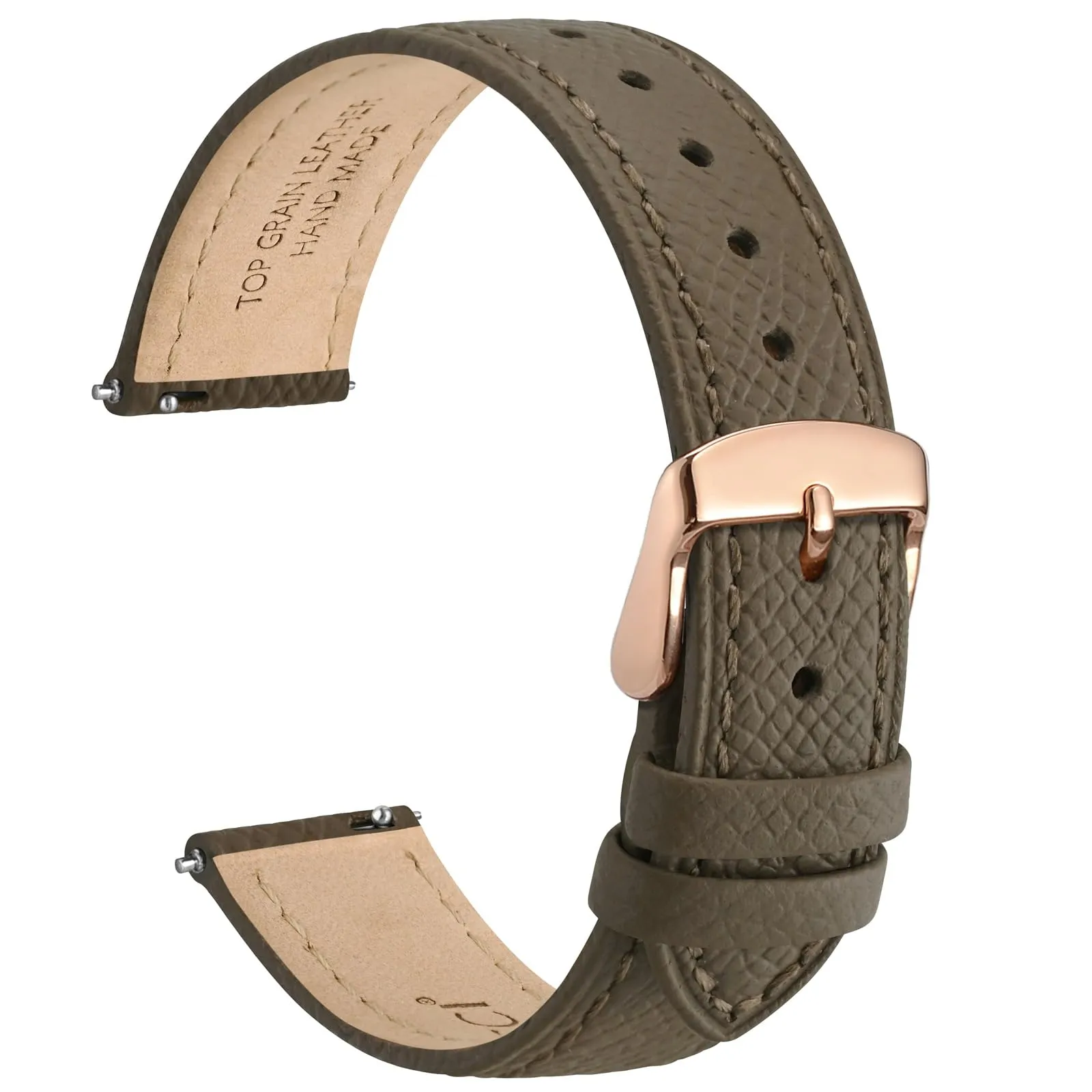 WOCCI Grace Cinturino per Orologio da Donna, 16mm, Pelle Grana Superiore, Sgancio Rapido, Fibbia Oro Rosa, Elefante Grigio - immagine 1