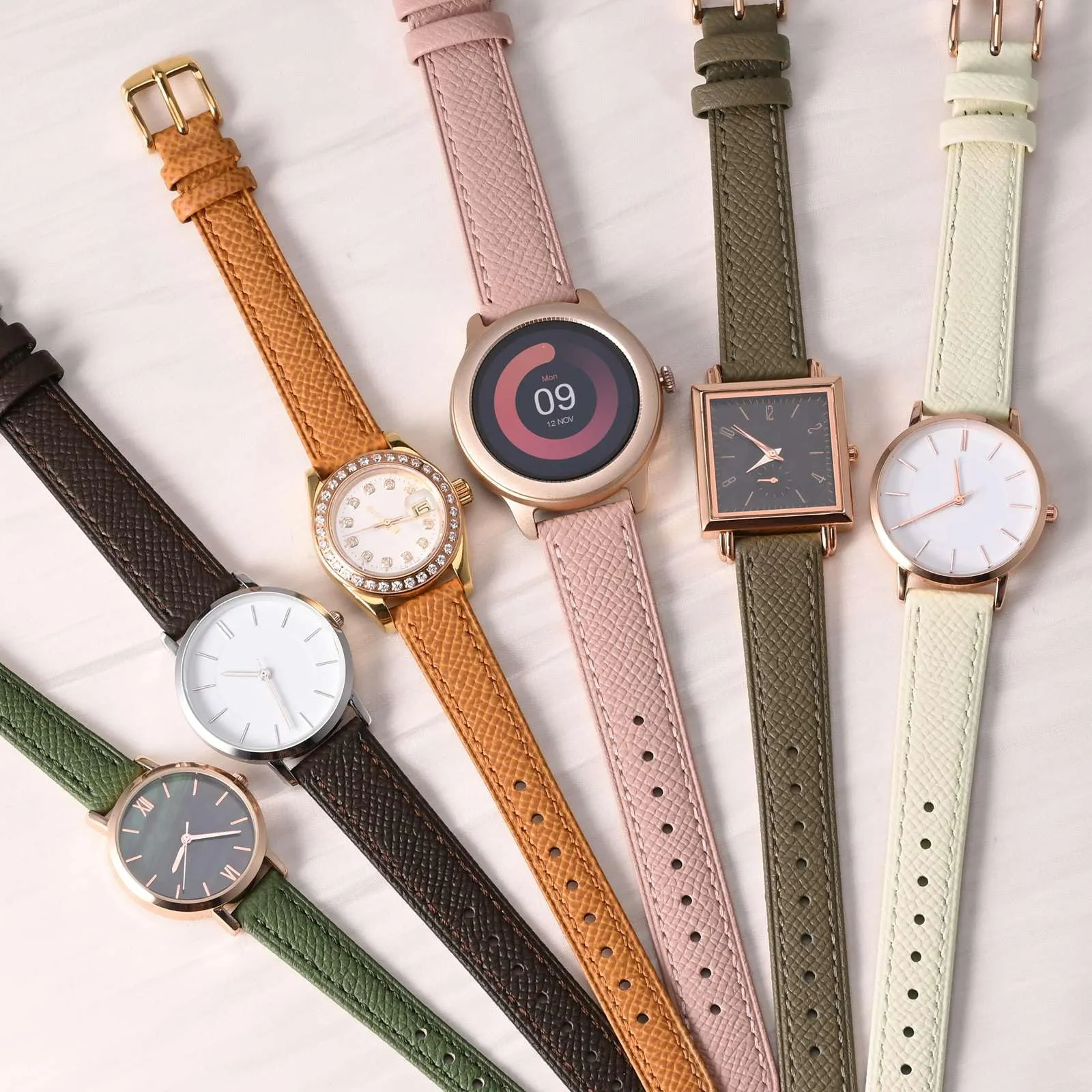 WOCCI Grace Cinturino per Orologio da Donna, 20mm, Pelle Grana Superiore, Sgancio Rapido, Fibbia Oro, Albicocca Tan - immagine 7