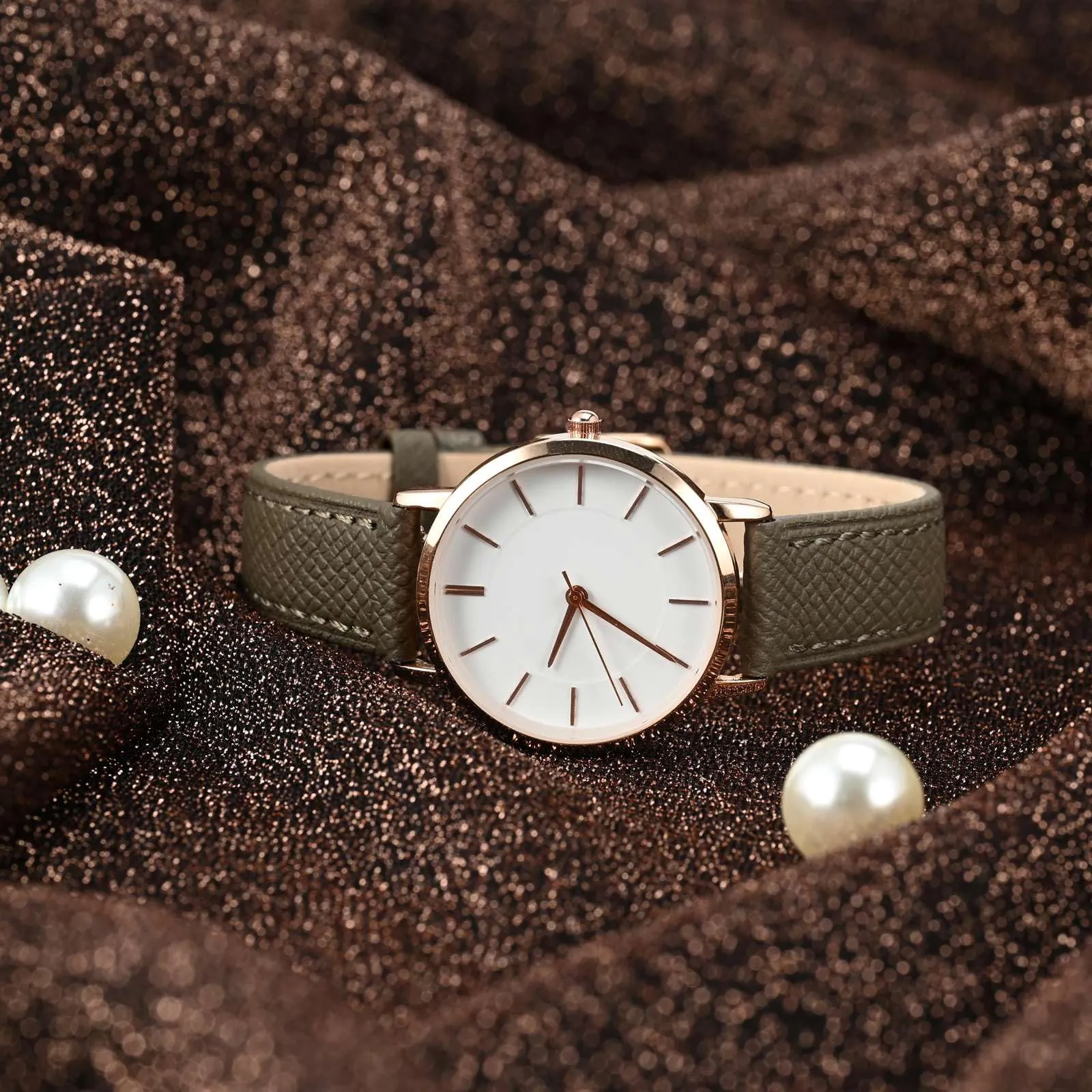 WOCCI Grace Cinturino per Orologio da Donna 16mm, Pelle Grana Superiore, Sgancio Rapido, Fibbia Oro, Elefante Grigio - immagine 9