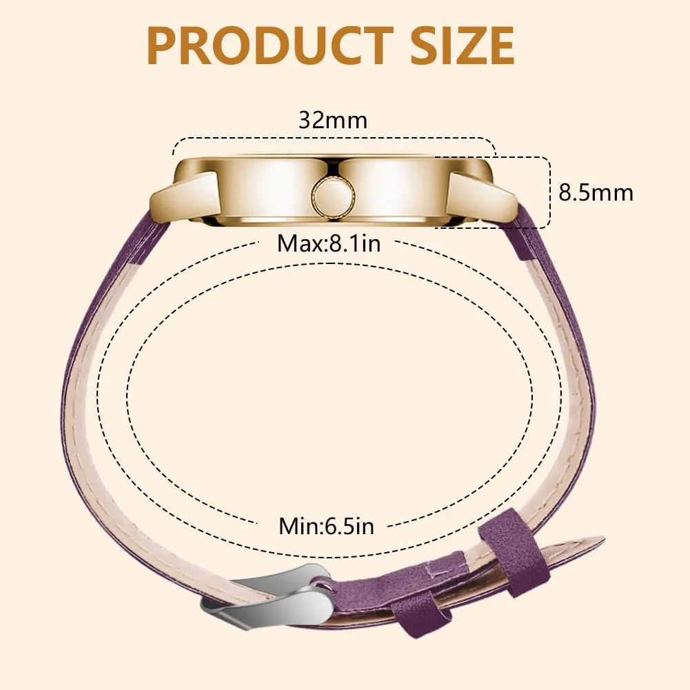 AOOSU Orologio da Donna al Quarzo Analogico con Cinturino Satinato (Viola) - immagine 2