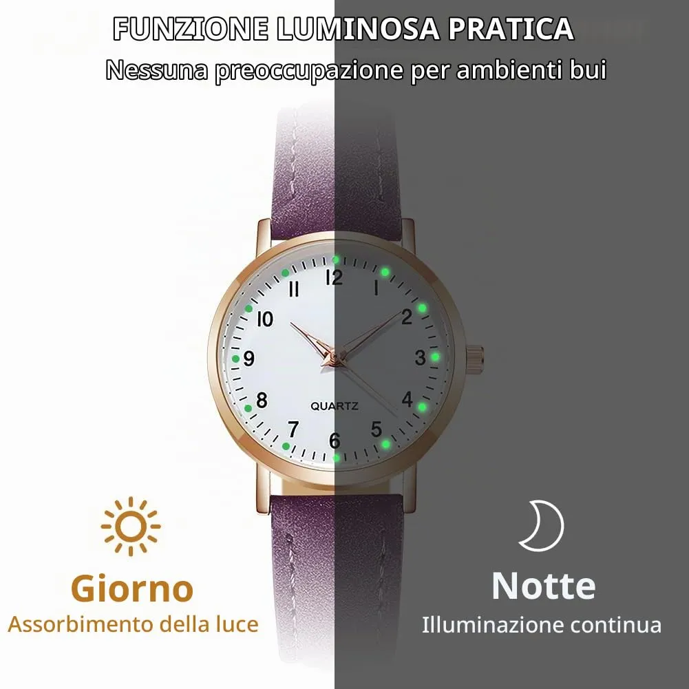 AOOSU Orologio da Donna al Quarzo Analogico con Cinturino Satinato (Viola) - immagine 4