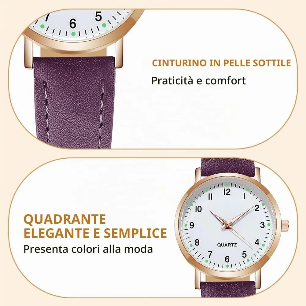 AOOSU Orologio da Donna al Quarzo Analogico con Cinturino Satinato (Viola) - immagine 5