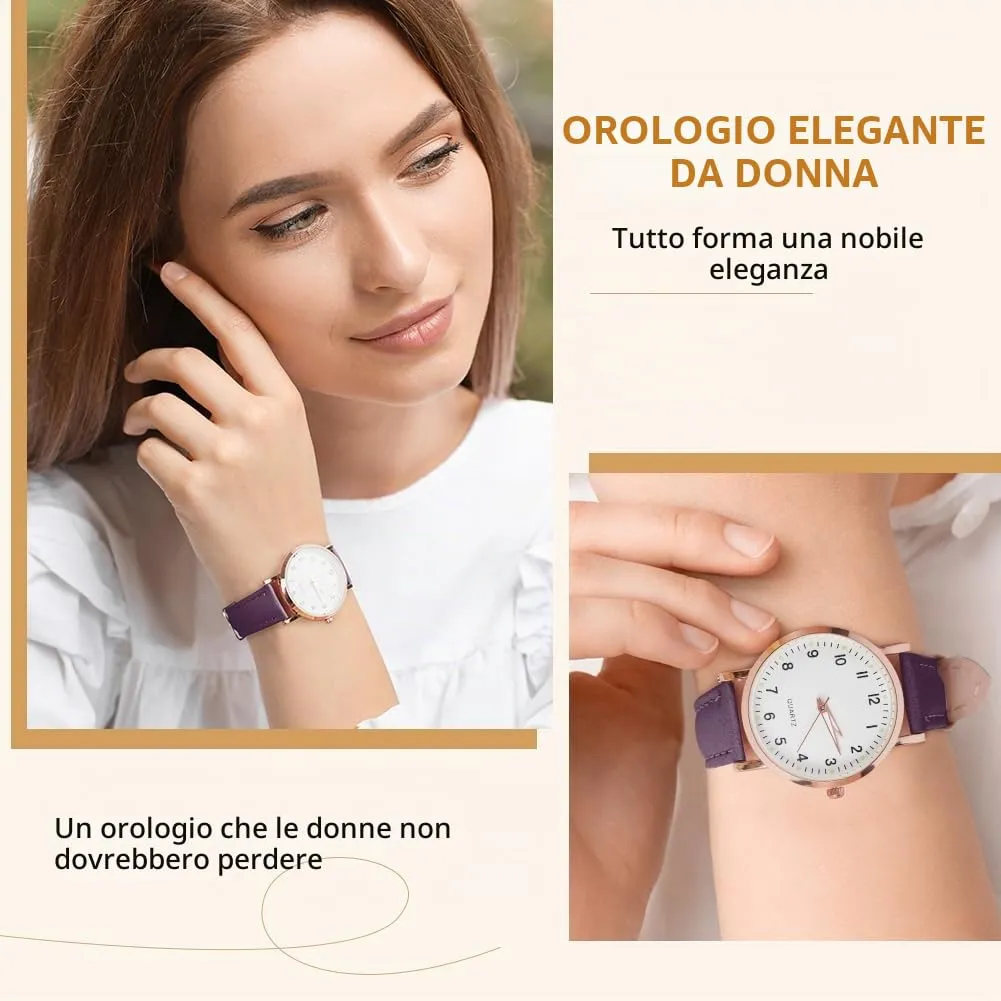 AOOSU Orologio da Donna al Quarzo Analogico con Cinturino Satinato (Viola) - immagine 6