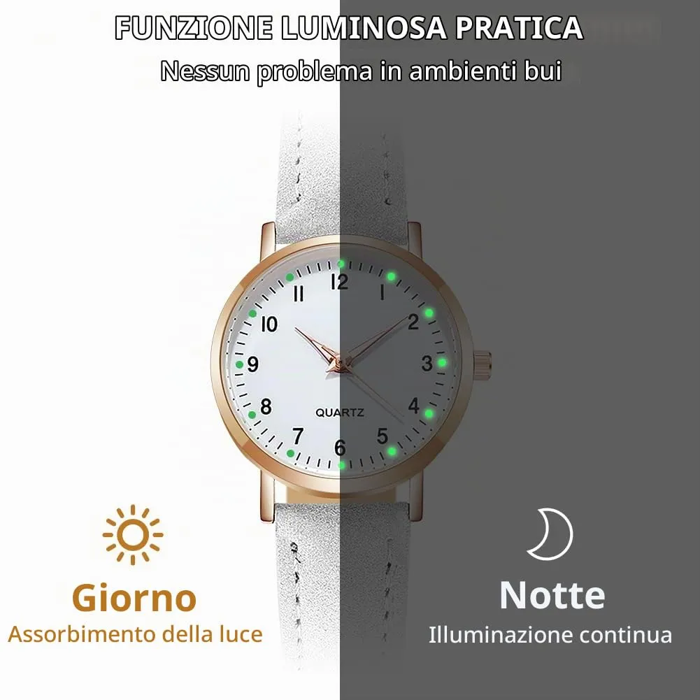 AOOSU Orologio da Donna al Quarzo Analogico, Cinturino Satinato, Bianco - immagine 4