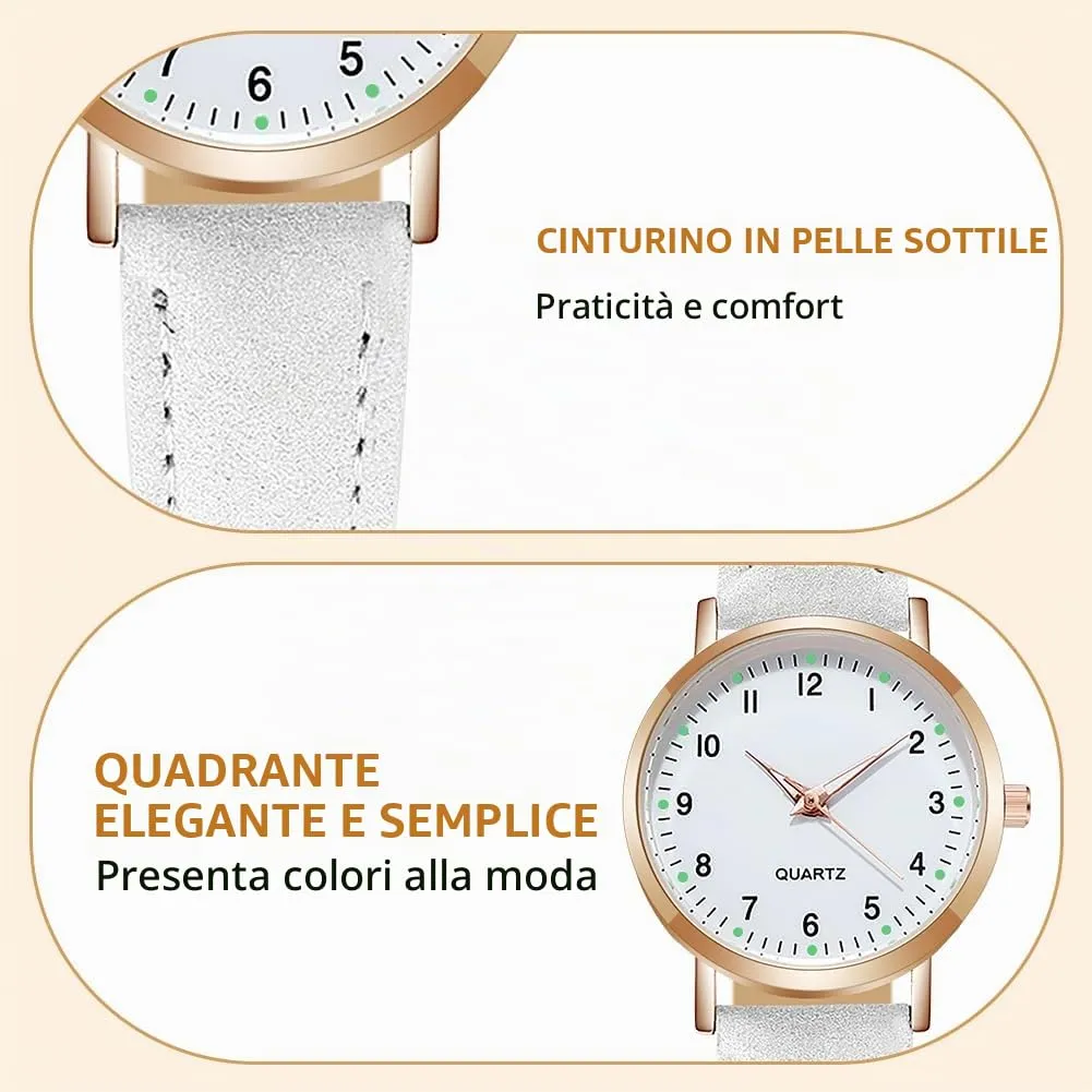 AOOSU Orologio da Donna al Quarzo Analogico, Cinturino Satinato, Bianco - immagine 5