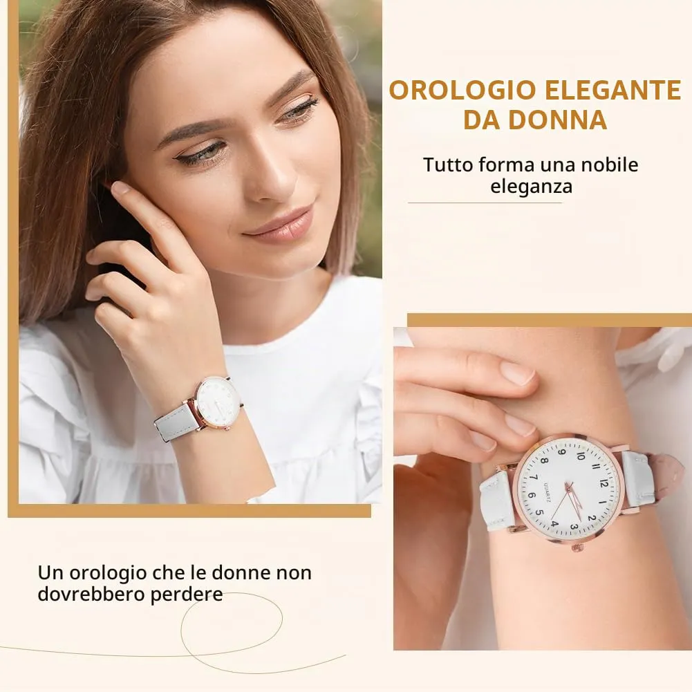 AOOSU Orologio da Donna al Quarzo Analogico, Cinturino Satinato, Bianco - immagine 6