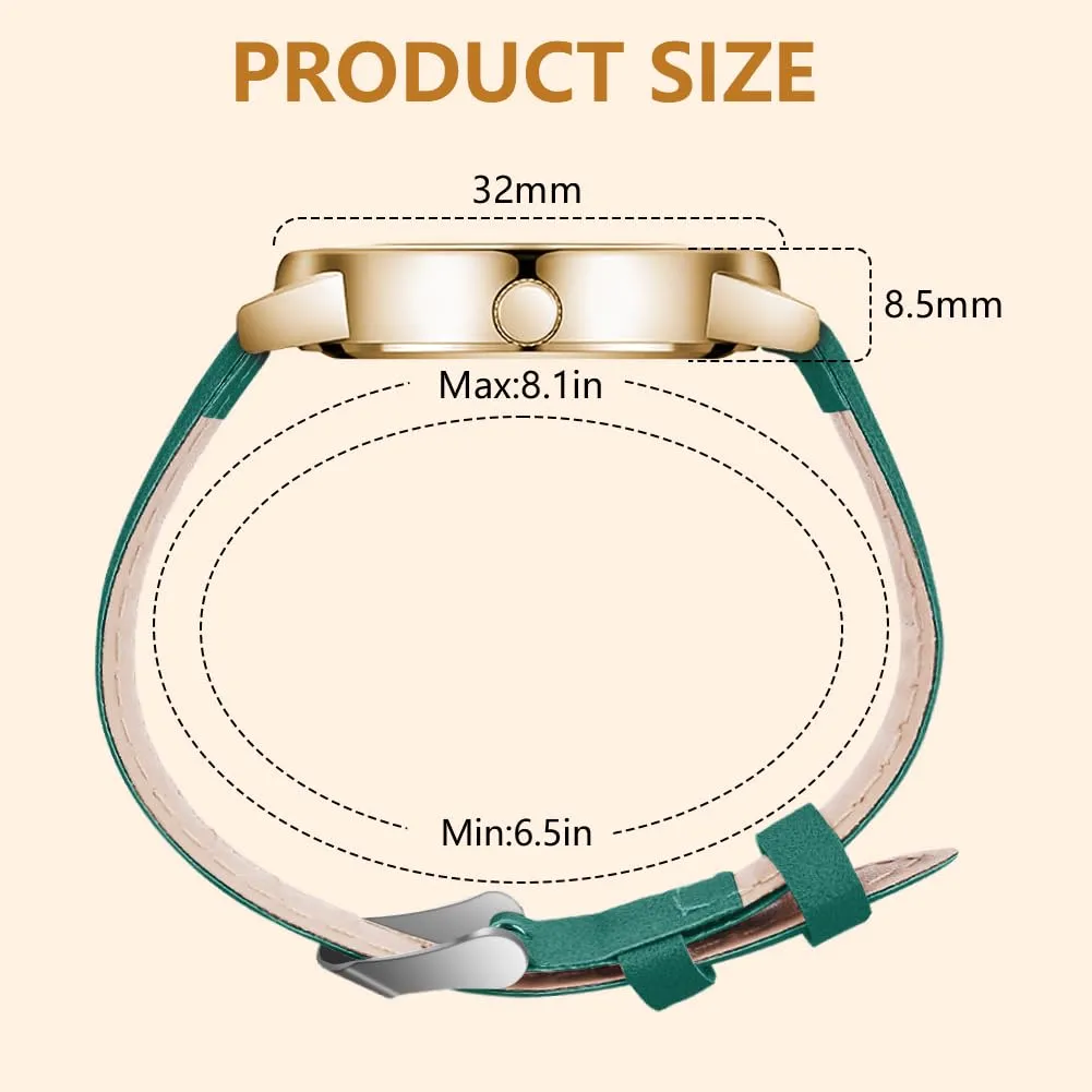 AOOSU Orologio da Donna al Quarzo Analogico, Cinturino Satinato (Verde) - immagine 2