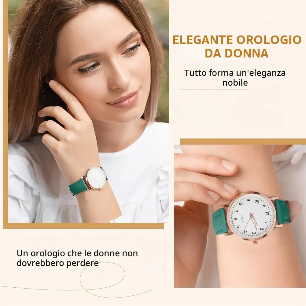 AOOSU Orologio da Donna al Quarzo Analogico, Cinturino Satinato (Verde) - immagine 6