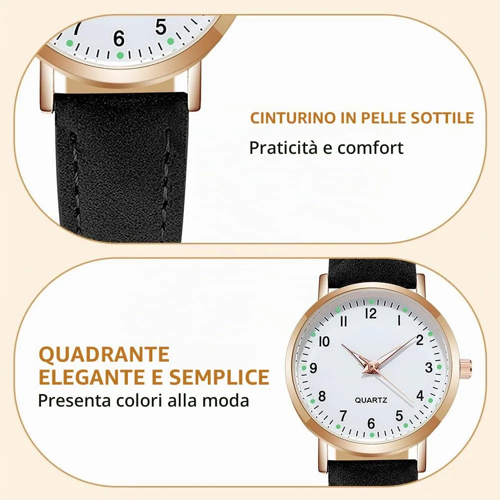 AOOSU Orologio da Donna al Quarzo Analogico, Cinturino Satinato (Nero) - immagine 5