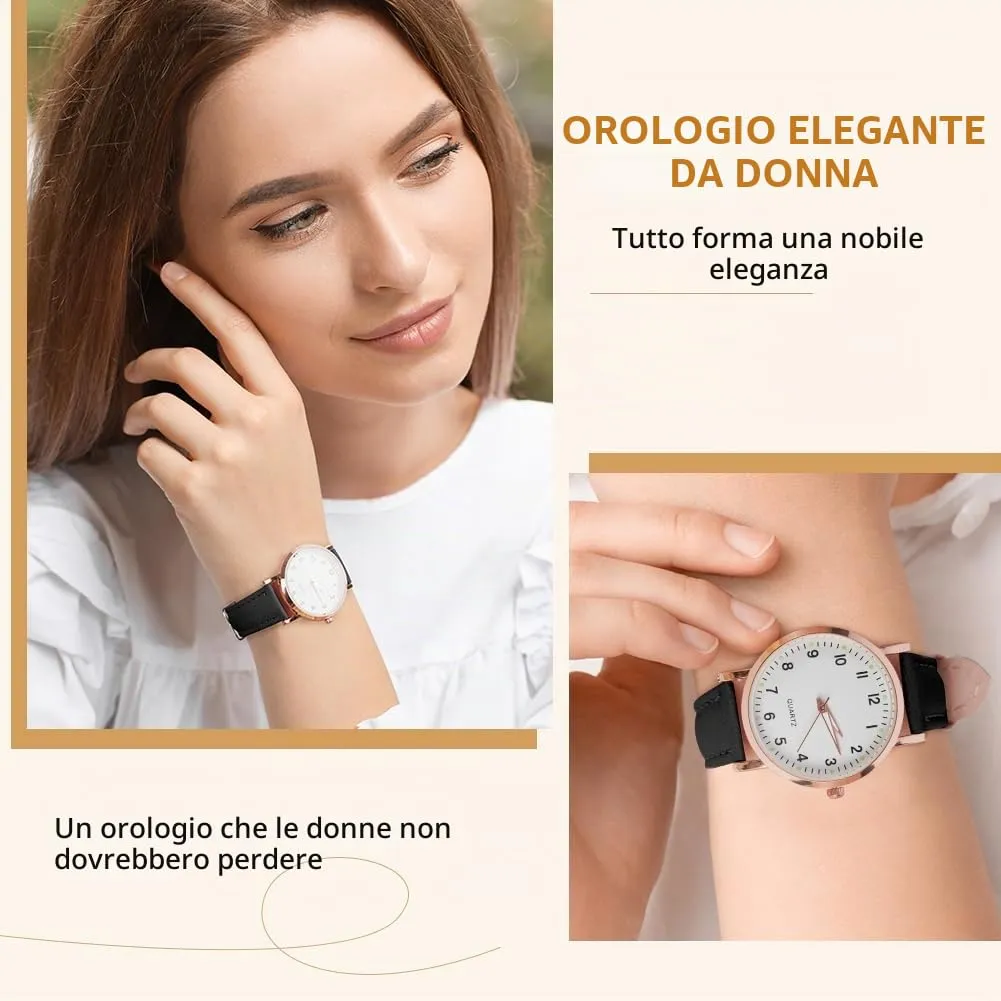 AOOSU Orologio da Donna al Quarzo Analogico, Cinturino Satinato (Nero) - immagine 6