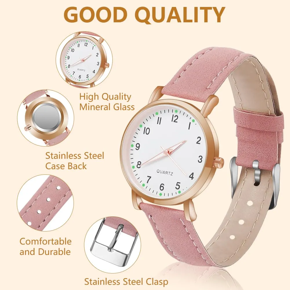 AOOSU Orologio da Donna al Quarzo Analogico con Cinturino Satinato (Rosa) - immagine 3