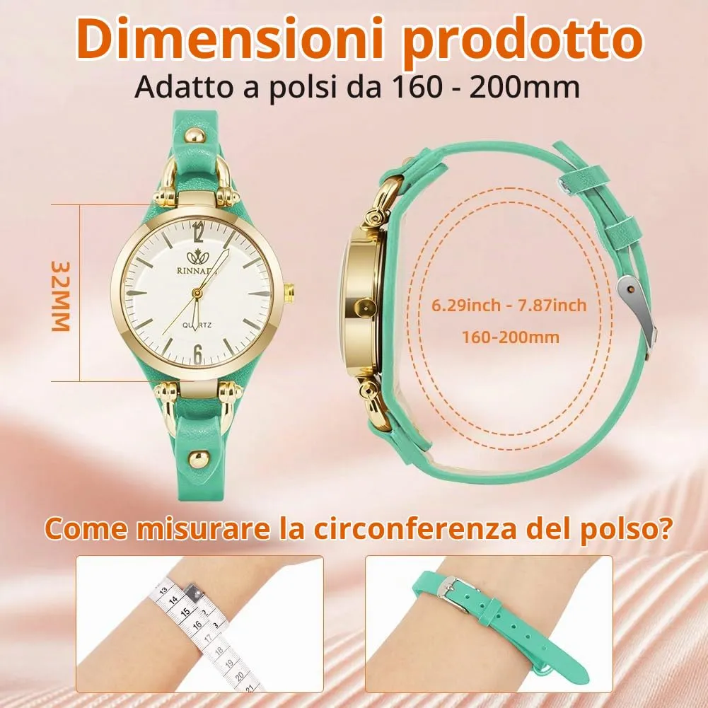 OFFCUP Orologio Analogico al Quarzo da Donna con Cinturino in Pelle - immagine 2