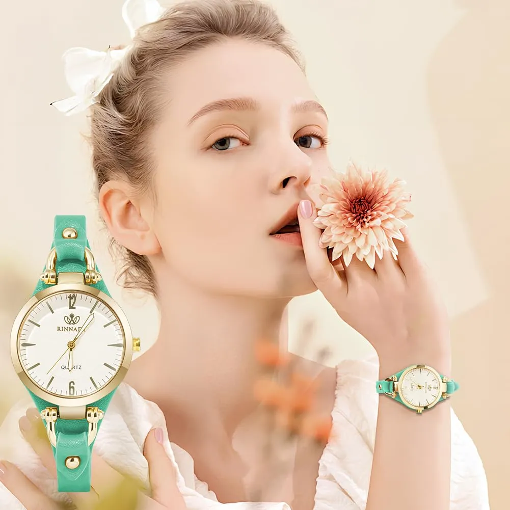 OFFCUP Orologio Analogico al Quarzo da Donna con Cinturino in Pelle - immagine 5