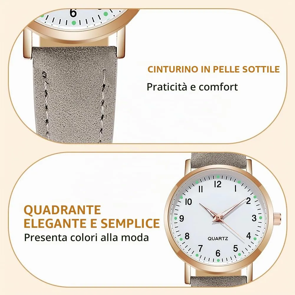 AOOSU Orologio da Donna al Quarzo Analogico, Cinturino Satinato, Grigio - immagine 5