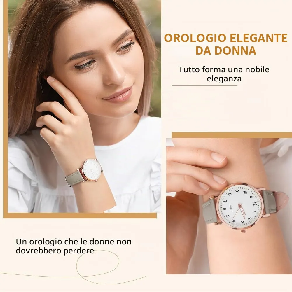 AOOSU Orologio da Donna al Quarzo Analogico, Cinturino Satinato, Grigio - immagine 6