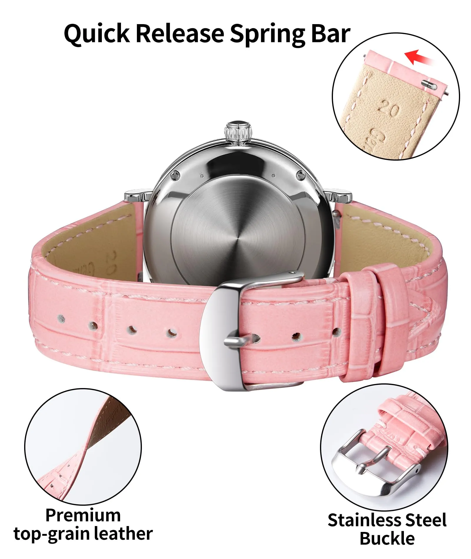 BINLUN Cinturino per Orologio in Pelle Sgancio Rapido 21mm - immagine 3