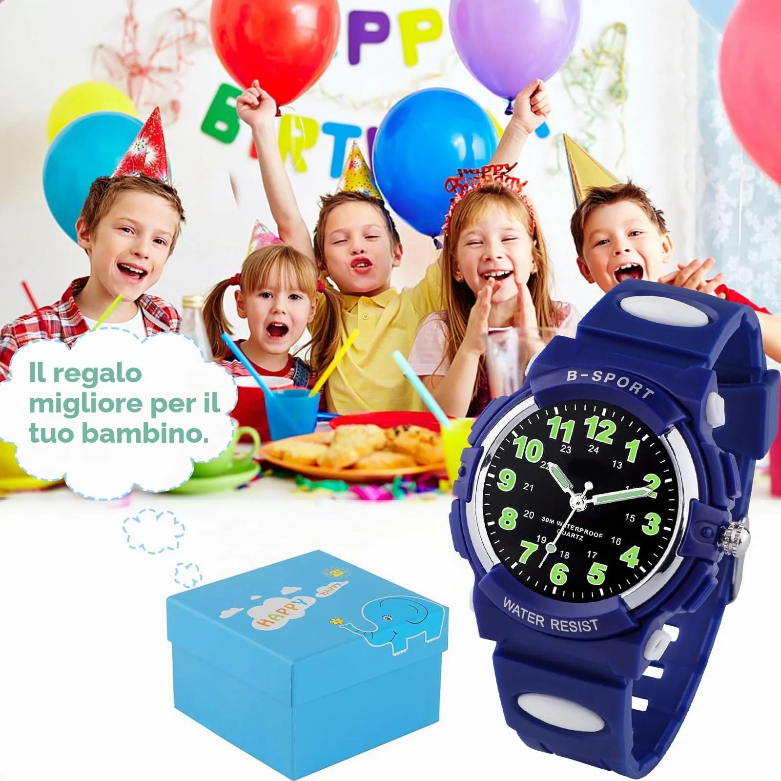 GUUMUXIN Orologio Analogico per Bambini, Cronografo Sportivo, Resistenza all'Acqua 30m, Cinturino TPU Morbido, Blu Indaco - immagine 5