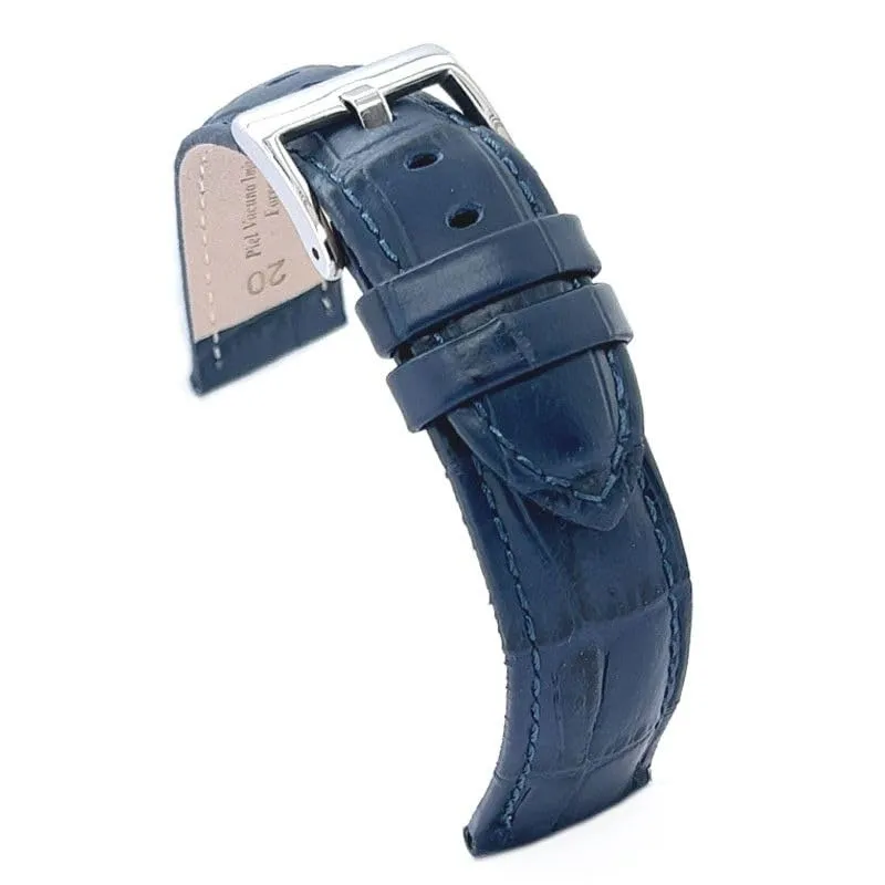 Diloy Cinturino Orologio Pelle Stampa Alligatore 368 Blu Navy 18mm - immagine 1
