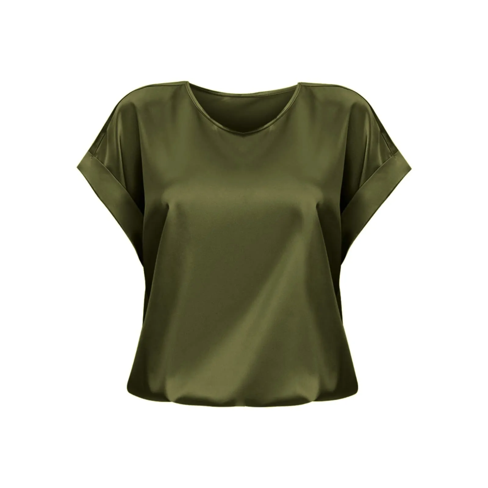 Uwdiohq Bluse Donna Estive Lino Maglie Bianche Maniche Corte Crop Top Maniche Lunghe Maglia Elasticizzata Camicetta Con Volant Camicia Collo Alto - immagine 1