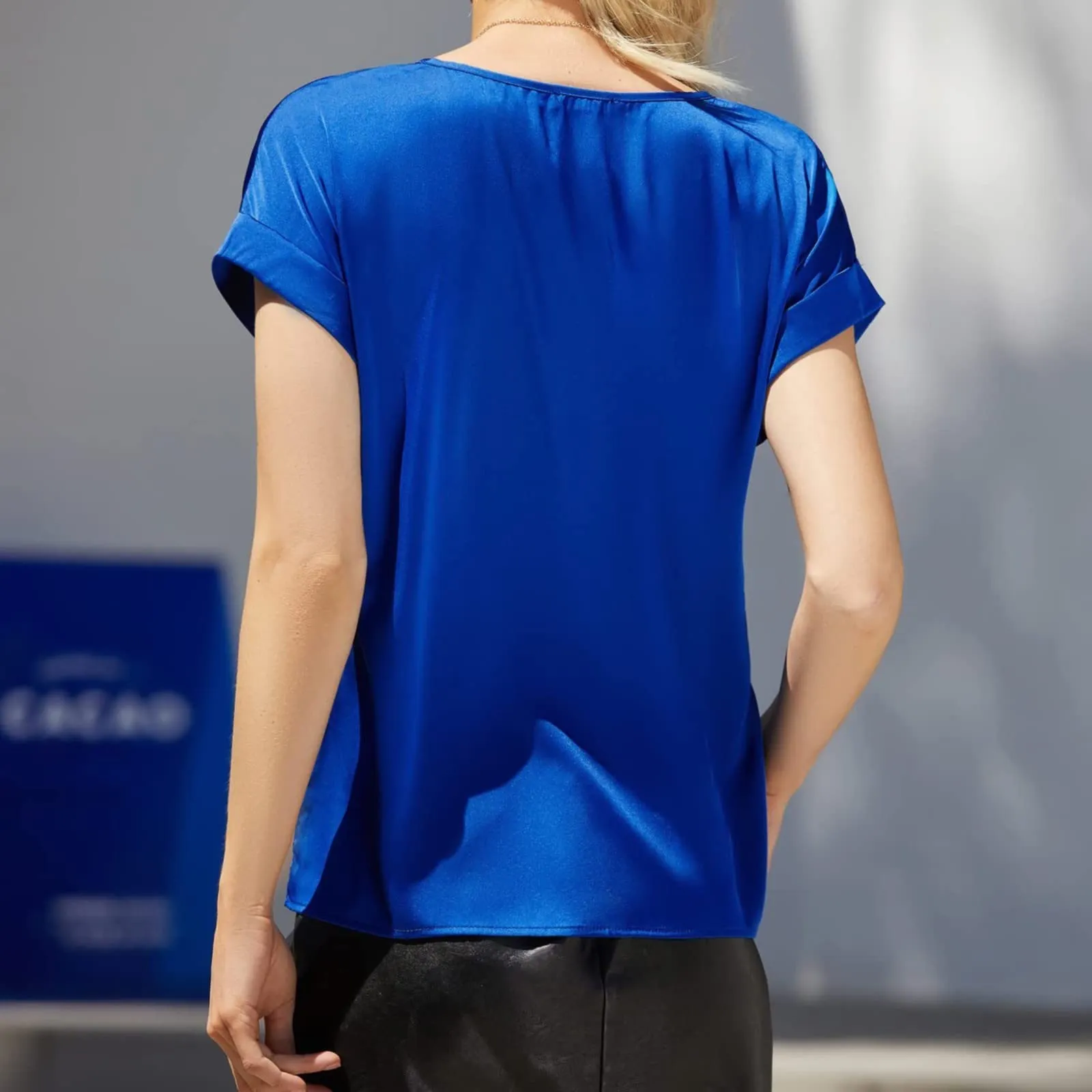 Uwdiohq Bluse Donna Eleganti Manica Corta in Cotone - immagine 2