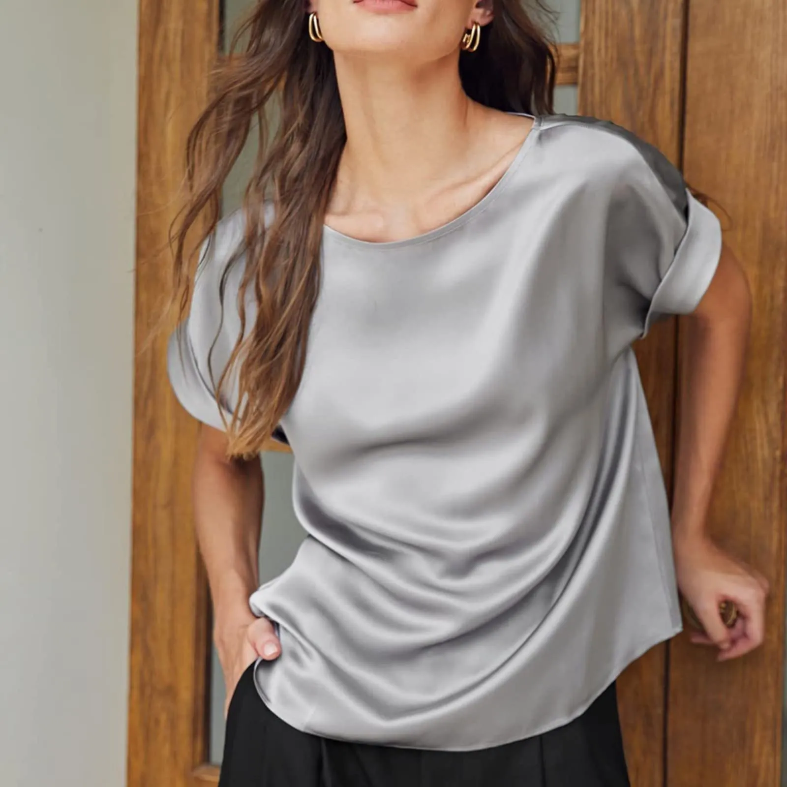 Uwdiohq Bluse Eleganti Camicie Donna in Pizzo Verde Salvia Premaman - immagine 4