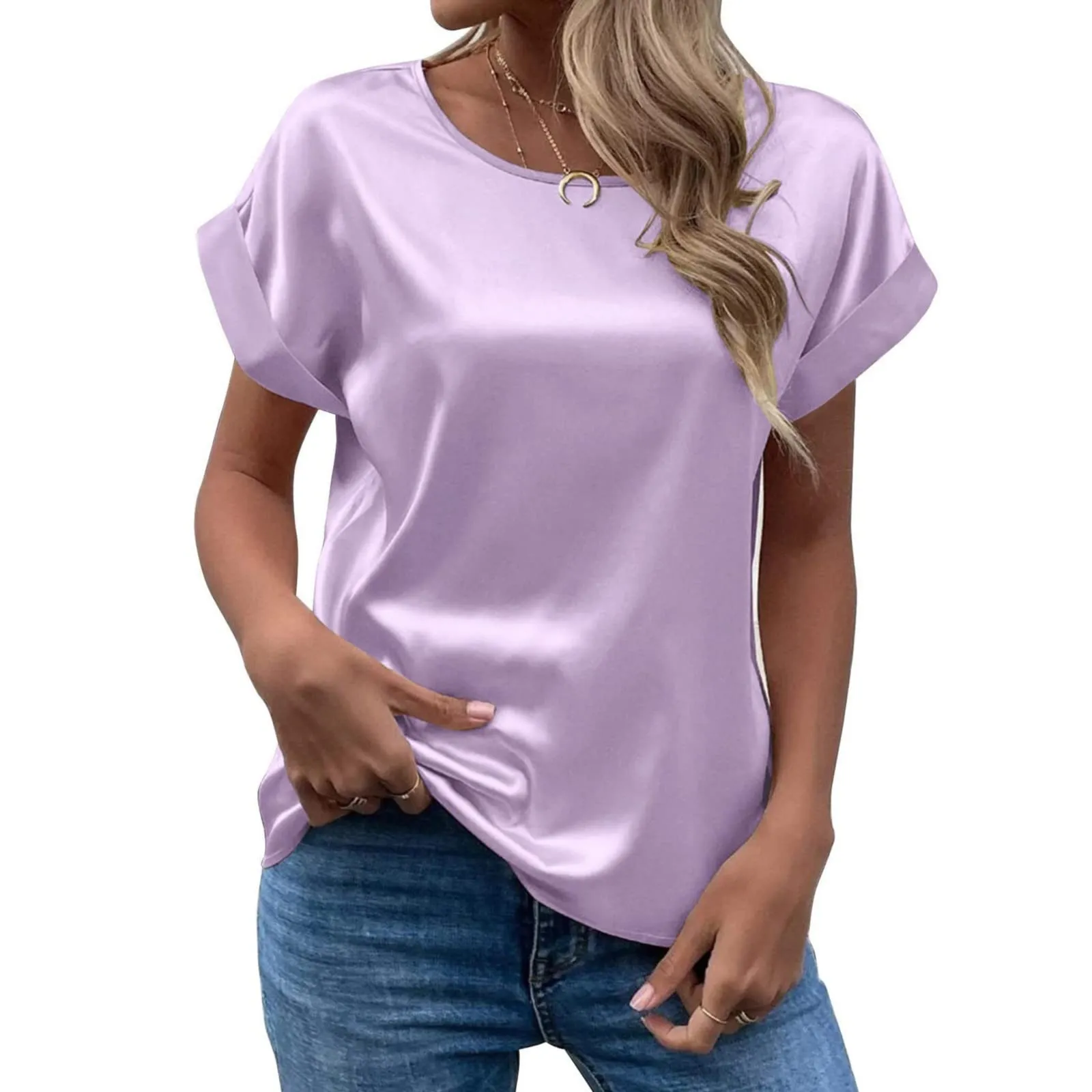 Uwdiohq Bluse Donna Eleganti in Seta e Cotone, Camicia Ufficio e Cerimonia - immagine 4