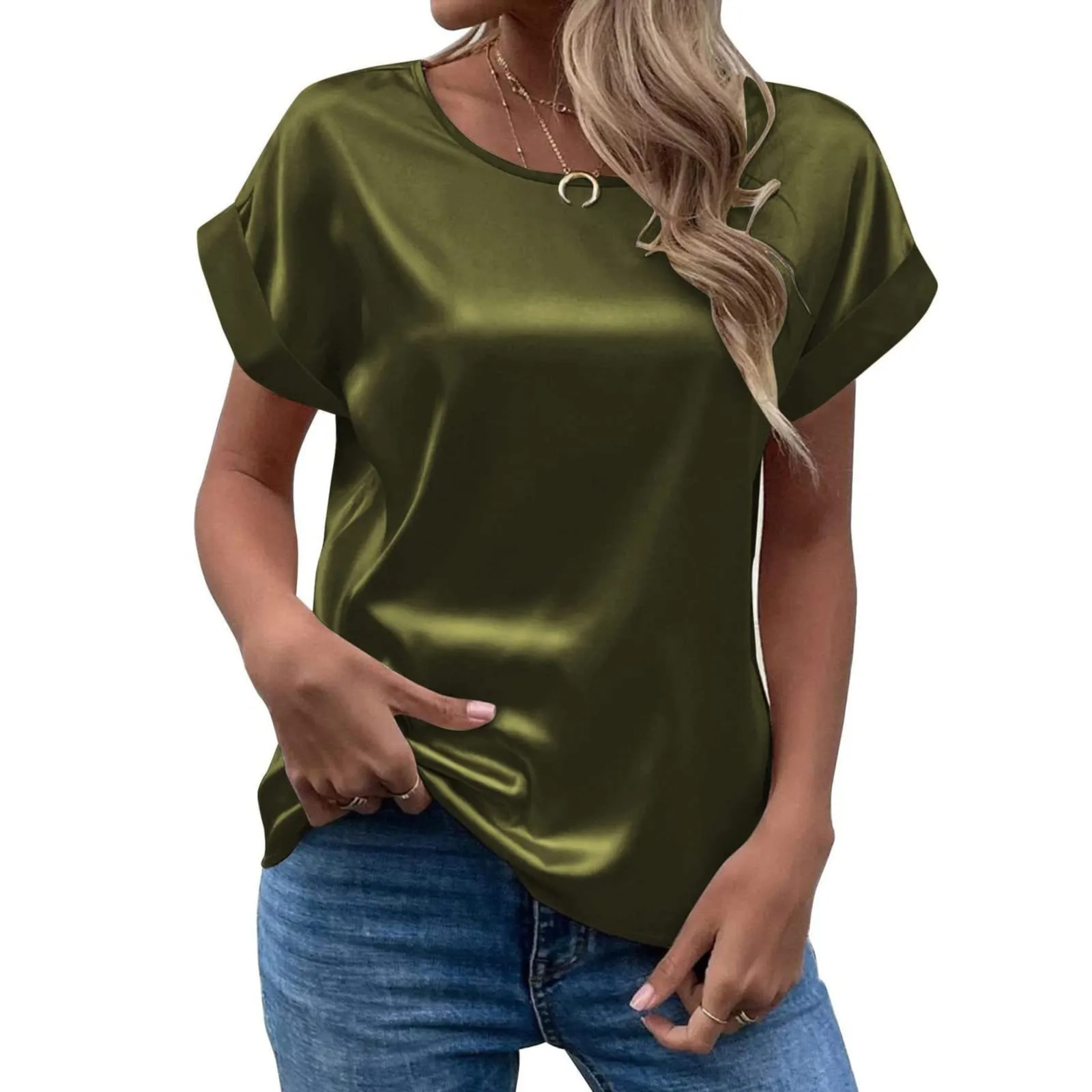 Uwdiohq Camicette e Bluse Donna Polo Blu e Bianca Elegante - immagine 2