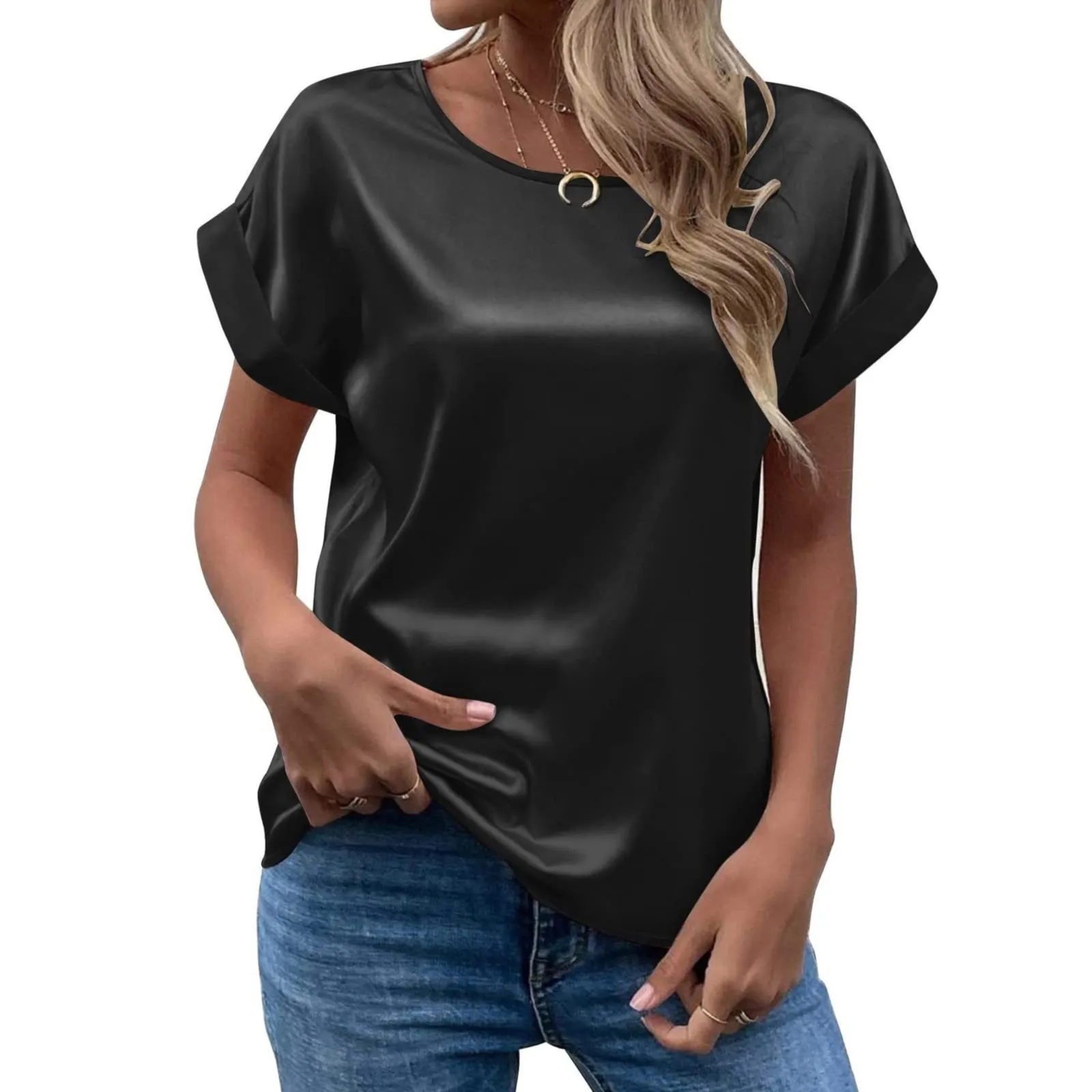 Uwdiohq Bluse Donna Eleganti Curvy Estive Camicia Crop Top Maglia - immagine 5