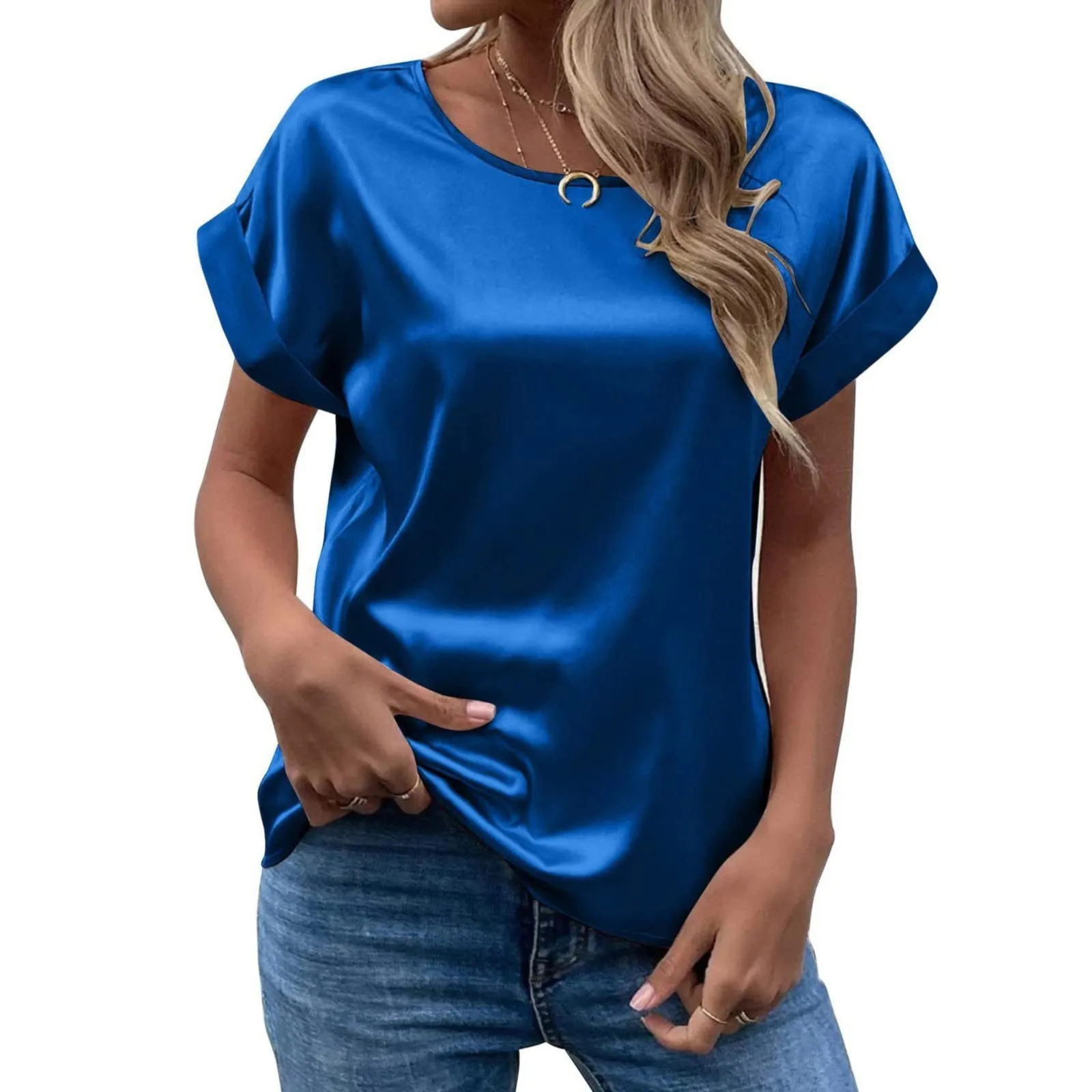Uwdiohq Bluse Donna Eleganti Chiffon Maglie Manica Corta Cotone Crop Top Mamma E Figlia Uguale Camicetta Donna Sciancrata - immagine 7
