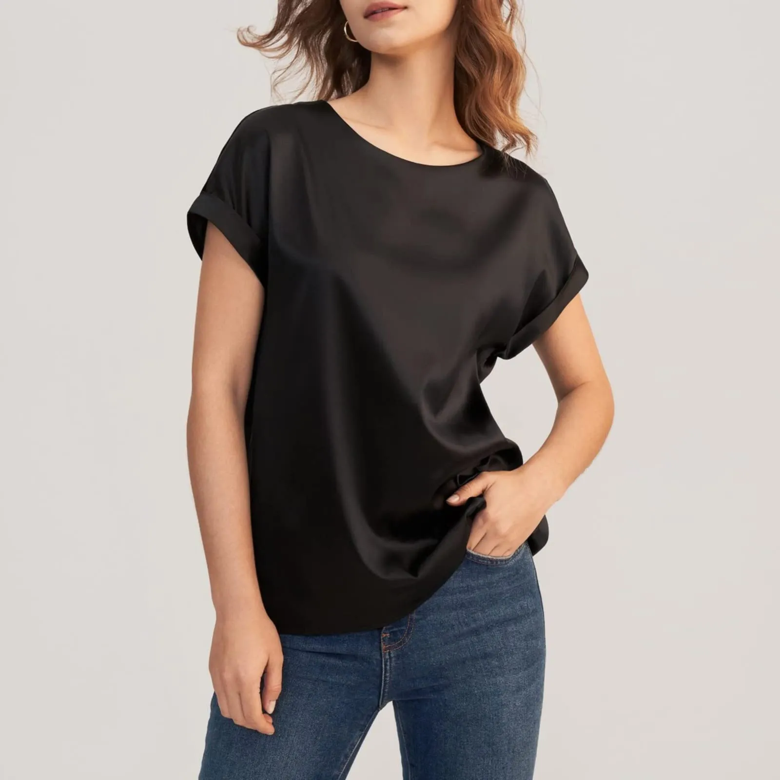 Uwdiohq Bluse Donna Manica Corta Blu Elettrico - immagine 3