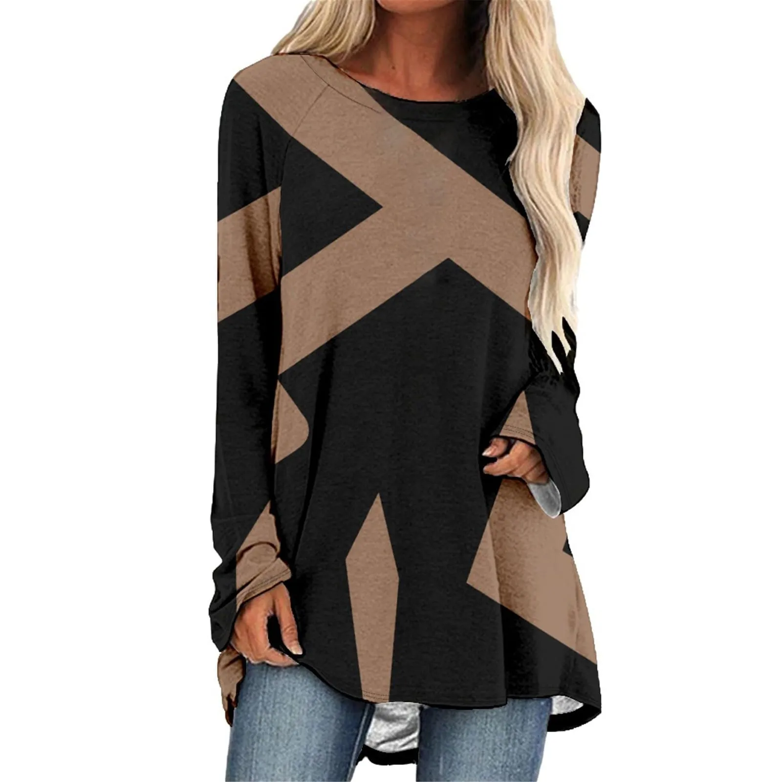 Uwdiohq Camicette da Donna in Cotone a Maniche Lunghe con Tasche, Casual Abiti Eleganti Taglie Forti, Maglietta Schiena Scoperta, Rossa - immagine 1