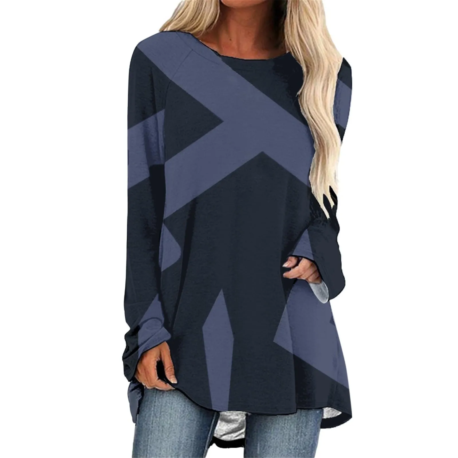 Uwdiohq Camicette da Donna in Cotone a Maniche Lunghe con Tasche Larghe Casual Abiti Eleganti Taglie Forti Maglietta Schiena Scoperta - immagine 1