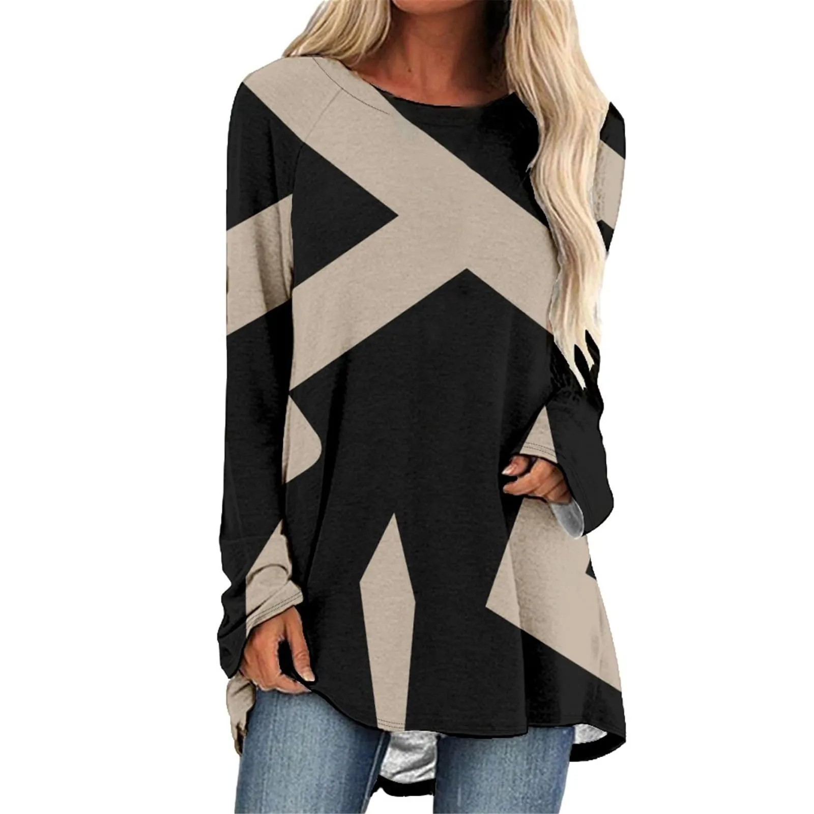 Uwdiohq Camicette da Donna in Cotone a Maniche Lunghe con Tasche, Taglie Forti, Rossa - immagine 2