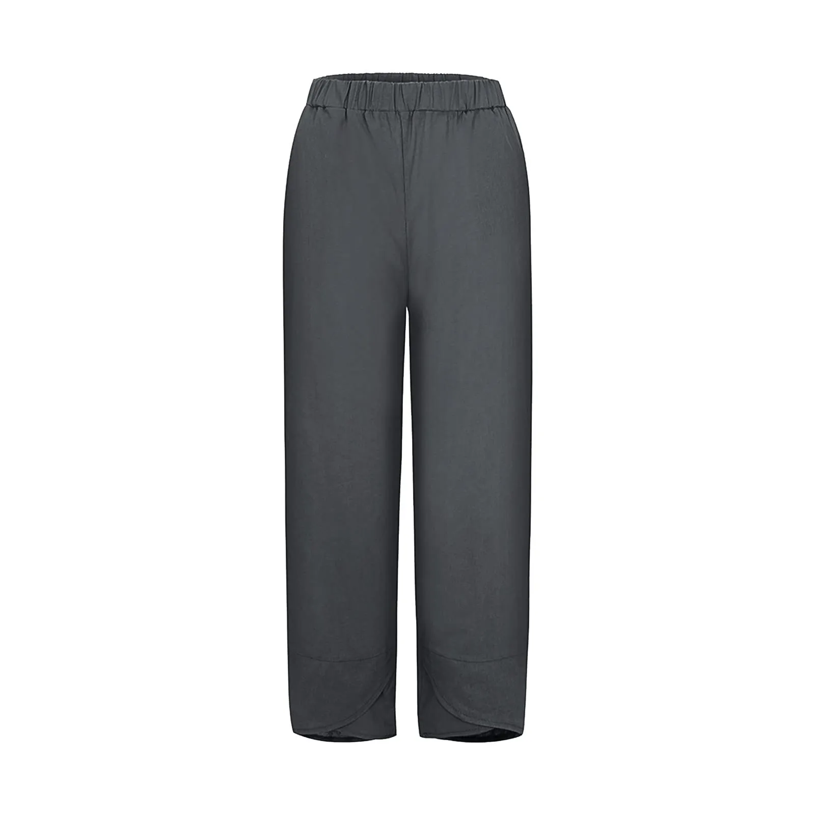 HEONSATI Pantaloni a Tre Quarti Donna in Cotone e Lino Estivi Casual Cropped a Gamba Larga con Coulisse Regolabile - immagine 4