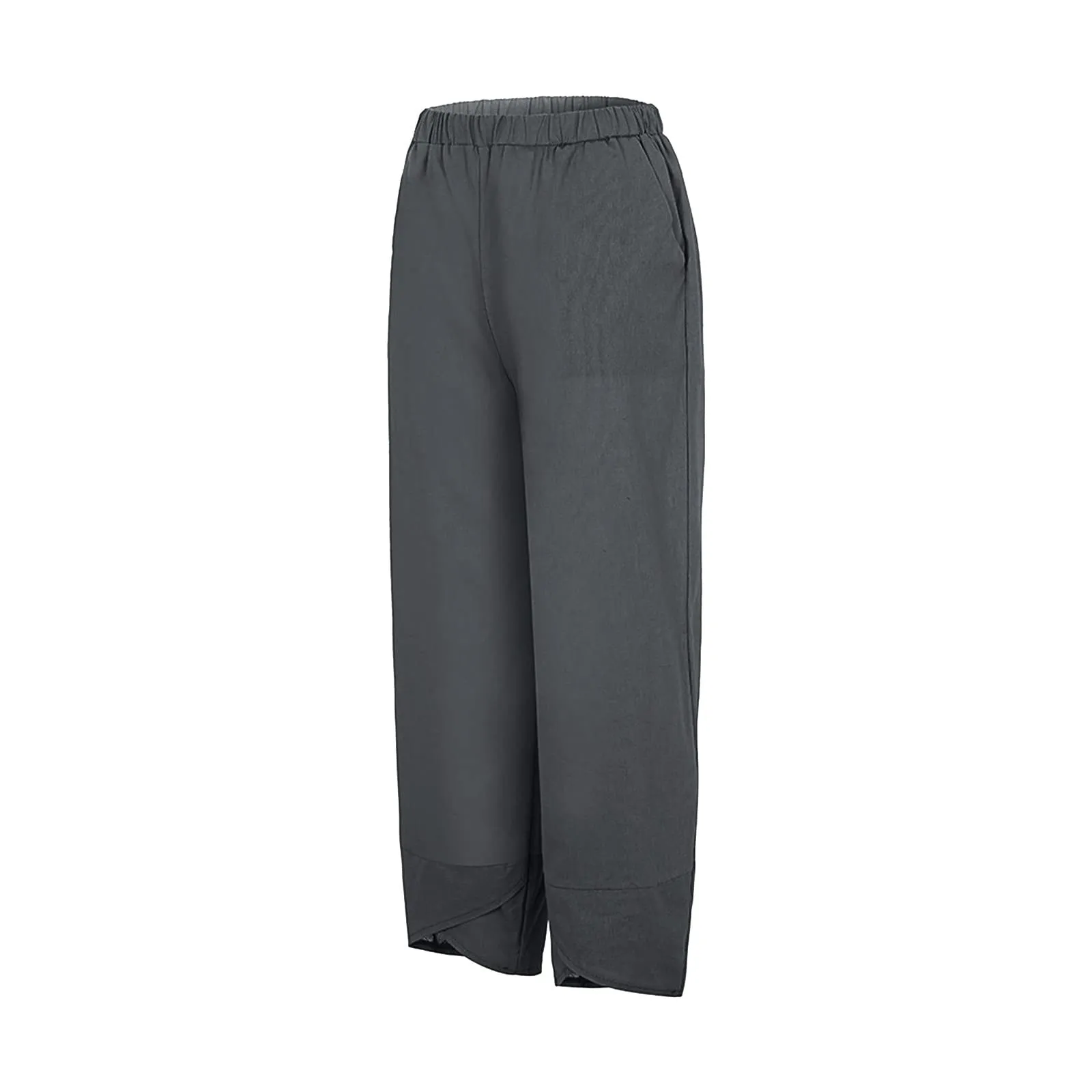 HEONSATI Pantaloni a Tre Quarti Donna in Cotone e Lino Estivi Cropped a Gamba Larga con Coulisse Regolabile - immagine 3