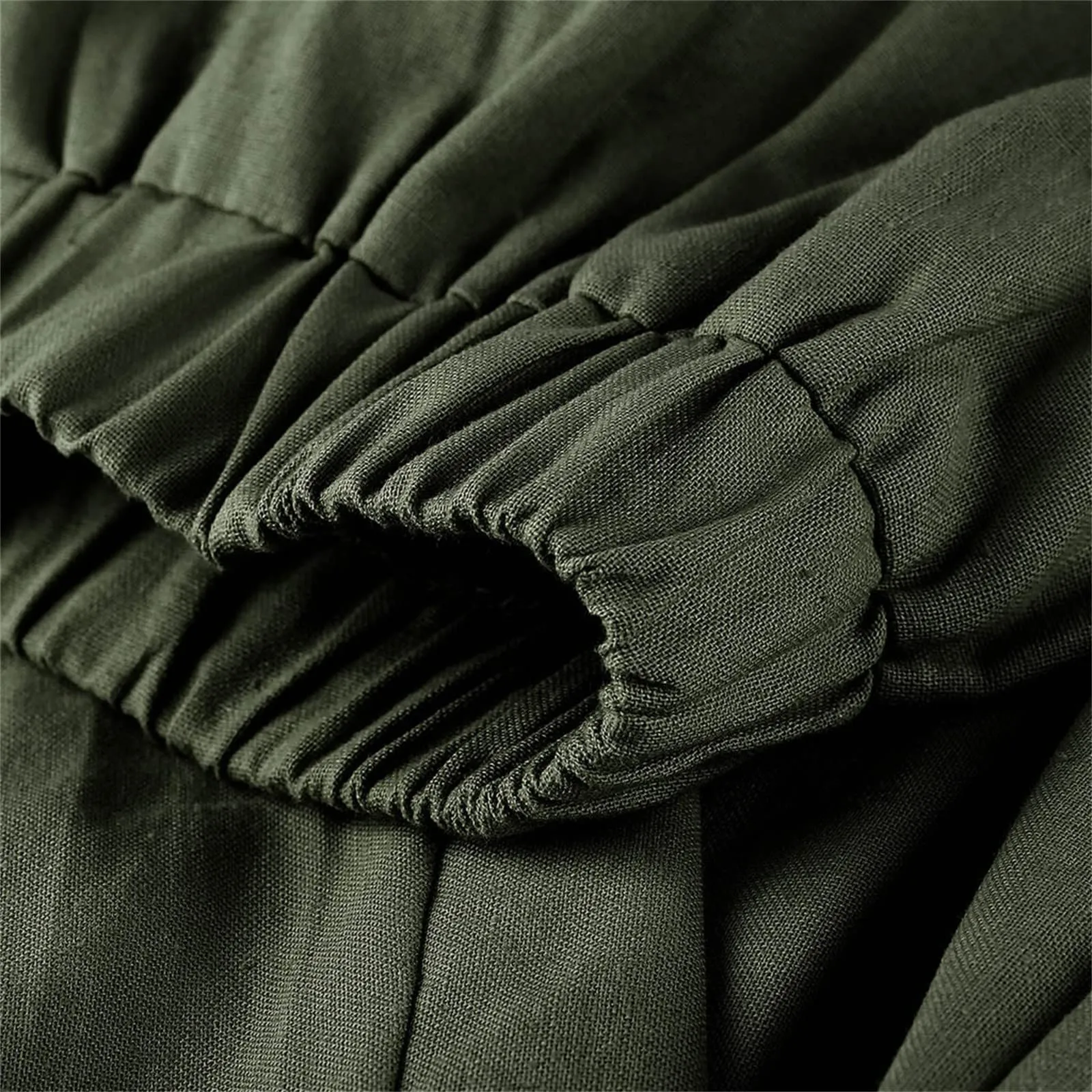 HEONSATI Pantaloni a Tre Quarti Donna in Cotone e Lino Estivi Casual Cropped a Gamba Larga con Coulisse Regolabile - immagine 6
