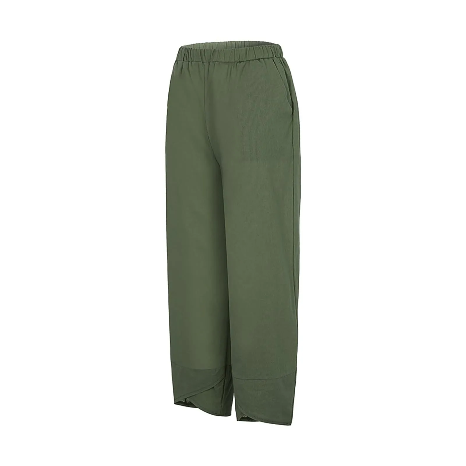 HEONSATI Pantaloni a Tre Quarti Donna in Cotone e Lino Estivi Cropped a Gamba Larga con Coulisse Regolabile - immagine 3
