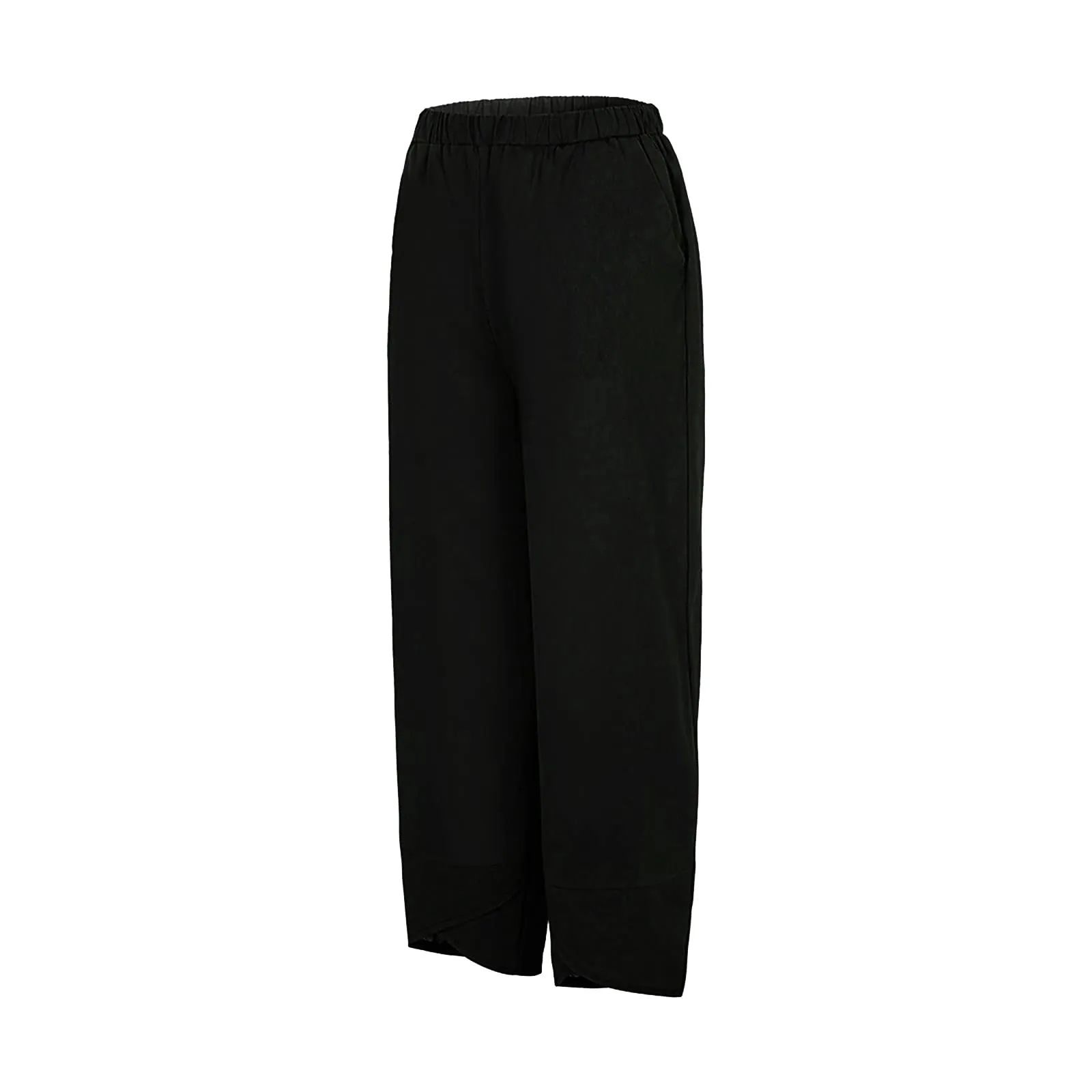 HEONSATI Pantaloni a Tre Quarti Donna in Cotone e Lino Estivi Casual Cropped a Gamba Larga con Coulisse Regolabile - immagine 5